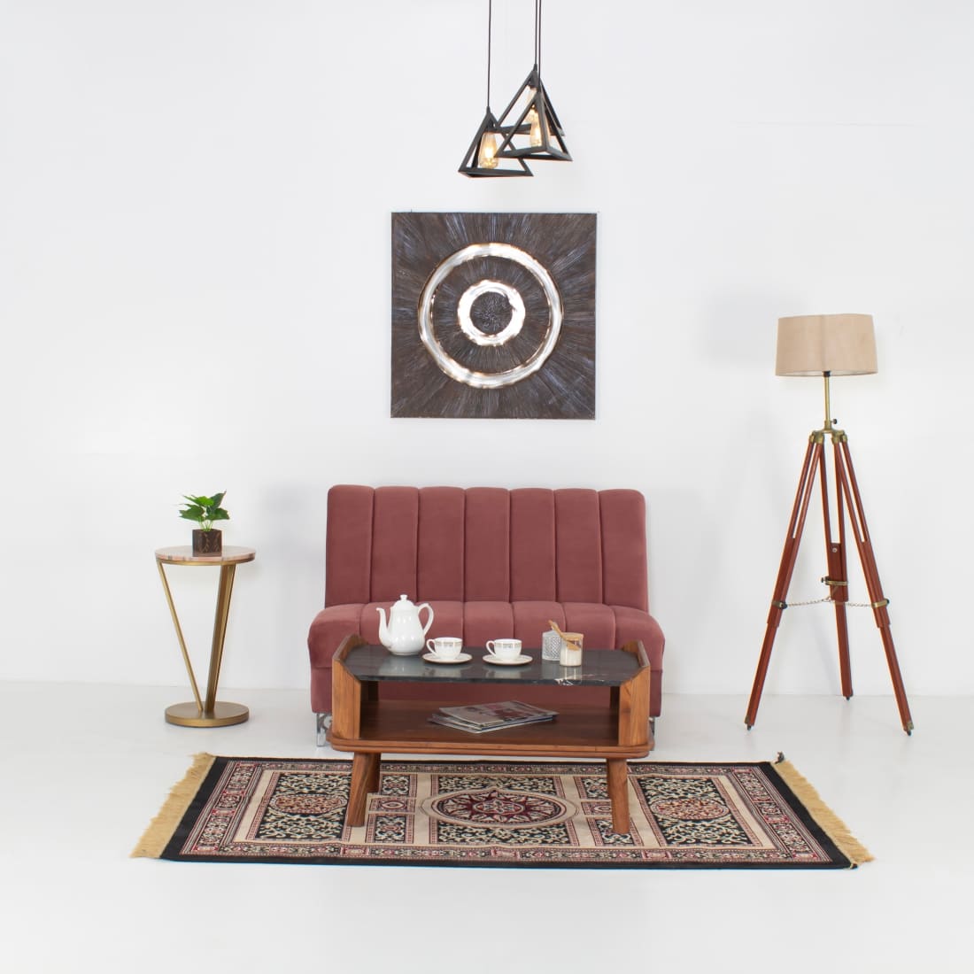 Garnete 2-Seater Velvet Sofa In Light Wine Colour - Peachtree Home