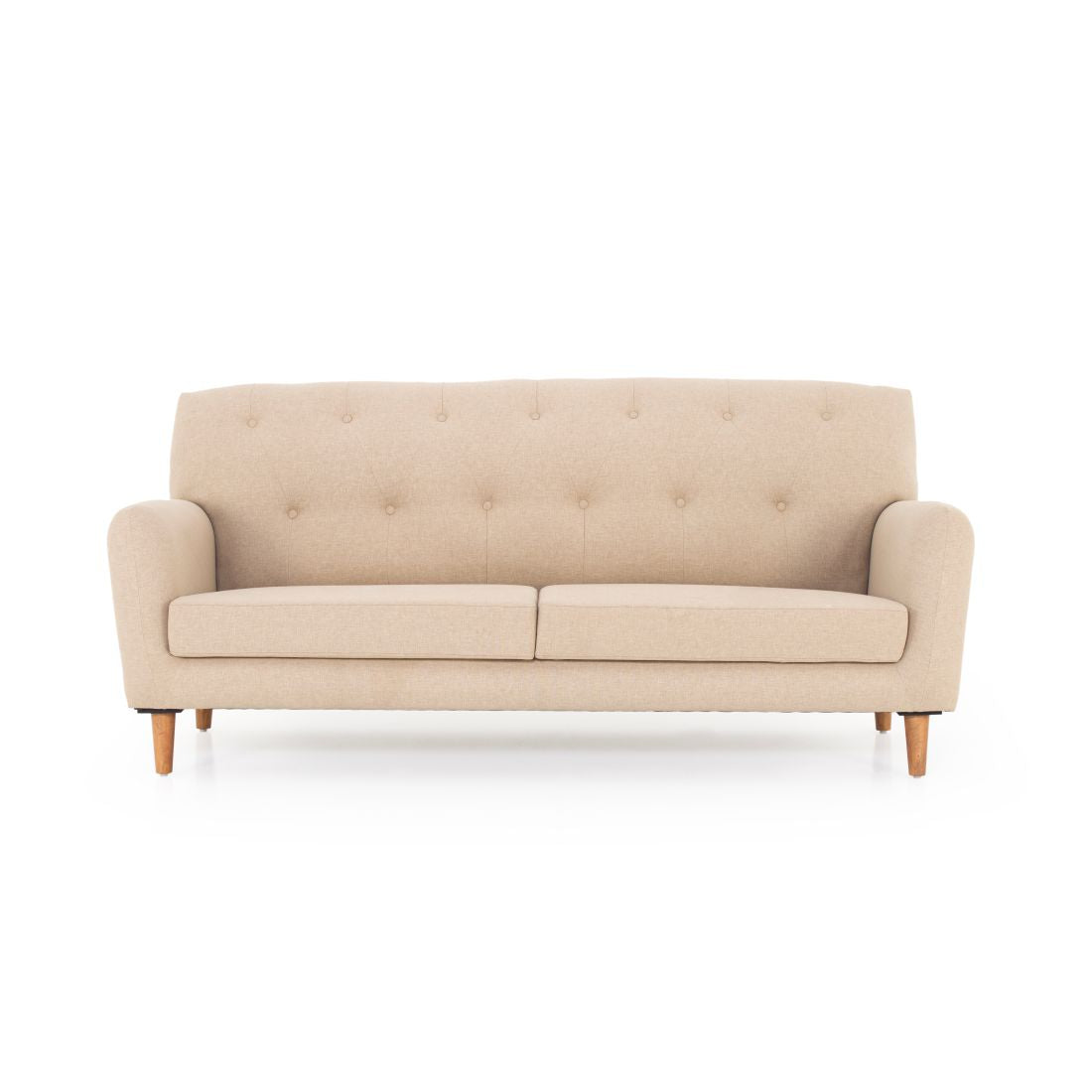 Tuxido 3-Seater Cotton Sofa In Beige Colour - Peachtree Home