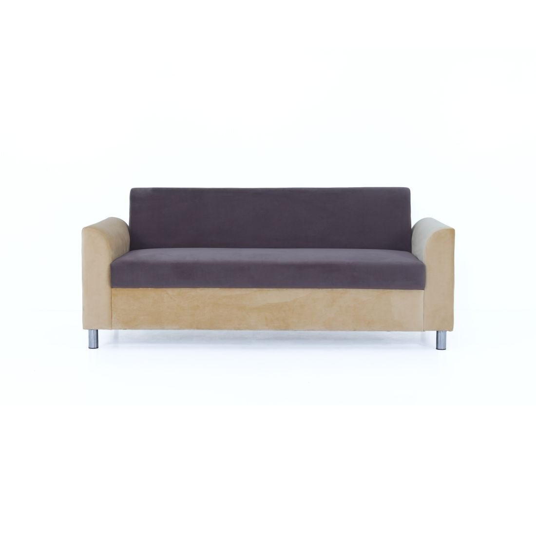 Aura 3-Seater Velvet Sofa In Brown And Yellow Colour - Peachtree Home