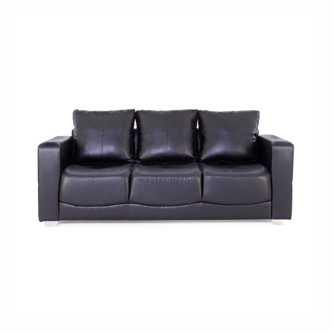 Orchid Leatherite 3-Seater Sofa In Black Colour - Peachtree Home
