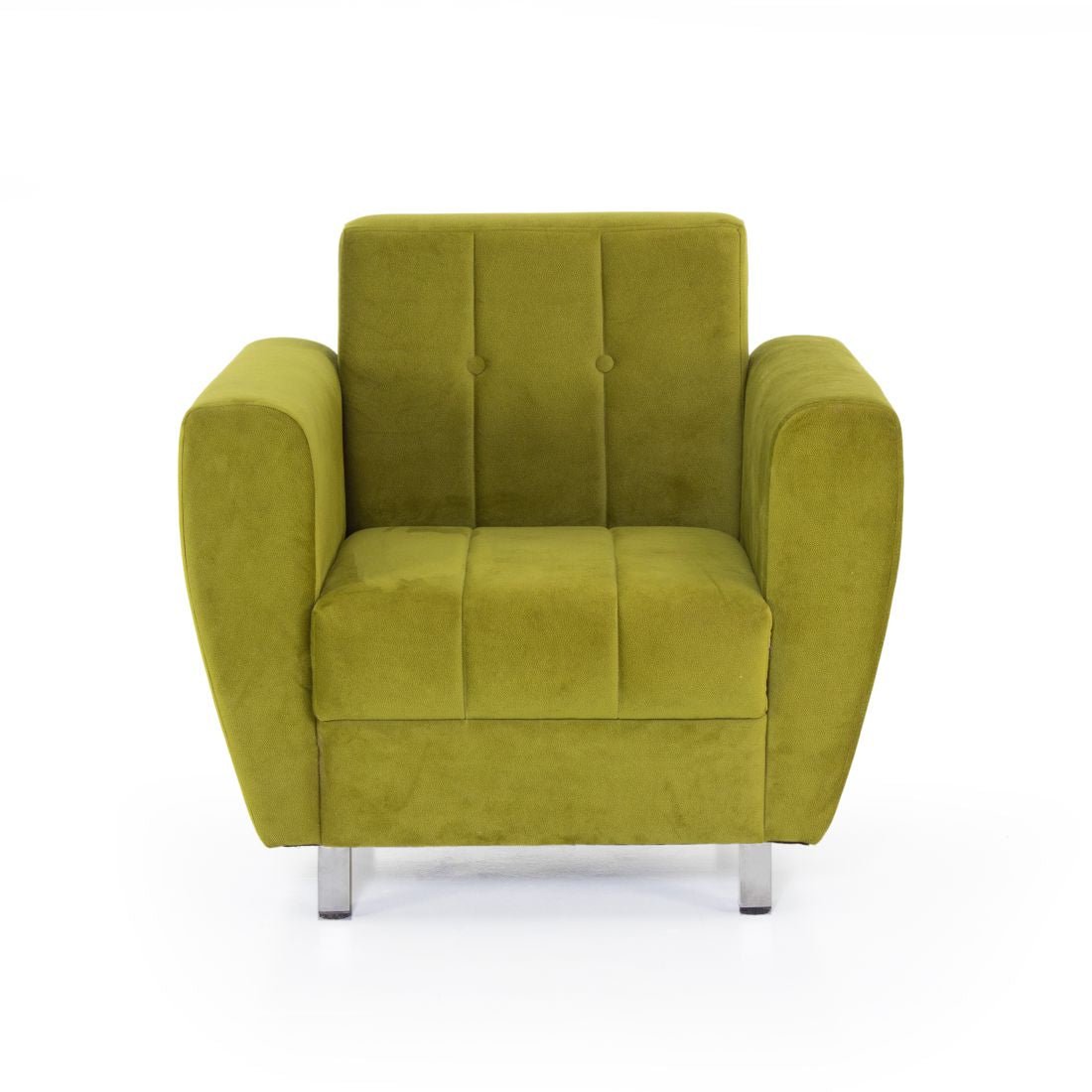 Albeta Cotton Velvet Chair With Arm in Green Colour - Peachtree Home