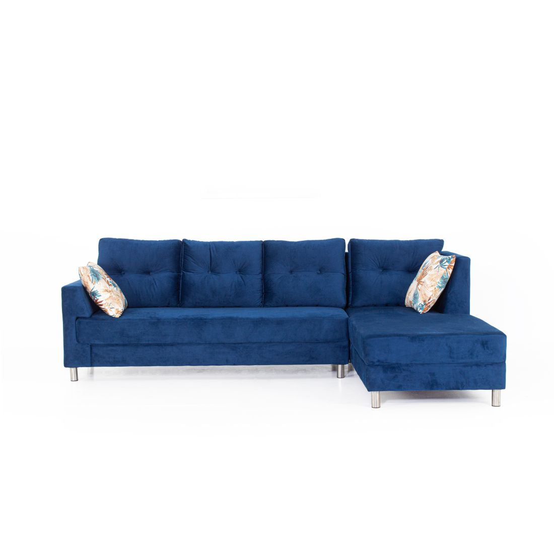 Zurich 5-Seater Velvet Sofa Set In Blue Colour - Peachtree Home