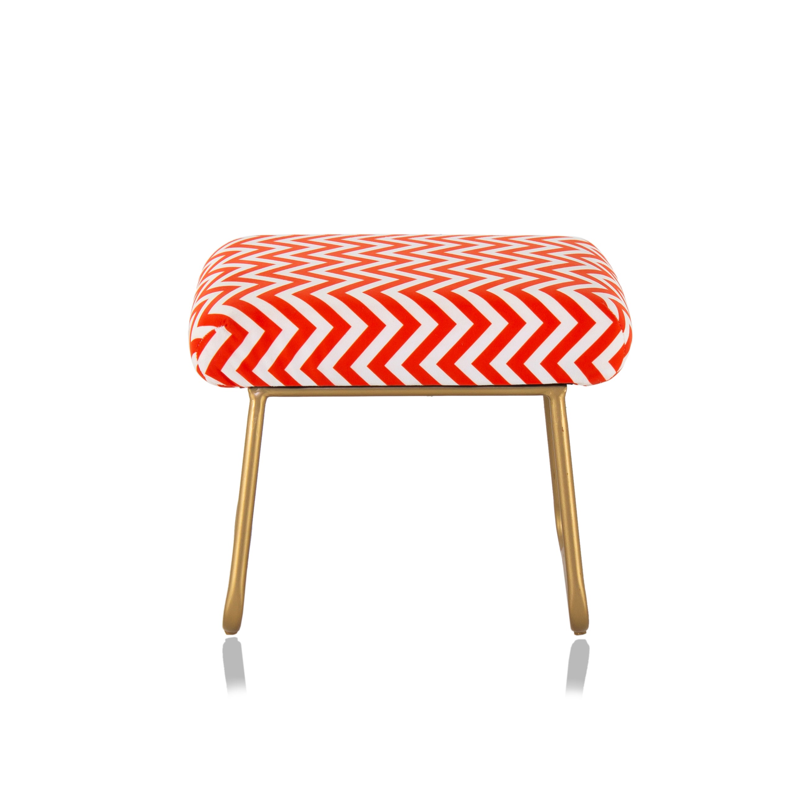 Printed Stool For Living Room, Ottoman (Red & White) - Peachtree Home