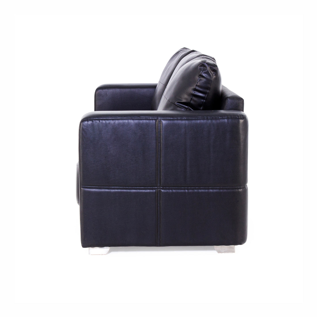 Orchid Leatherite 3-Seater Sofa In Black Colour - Peachtree Home