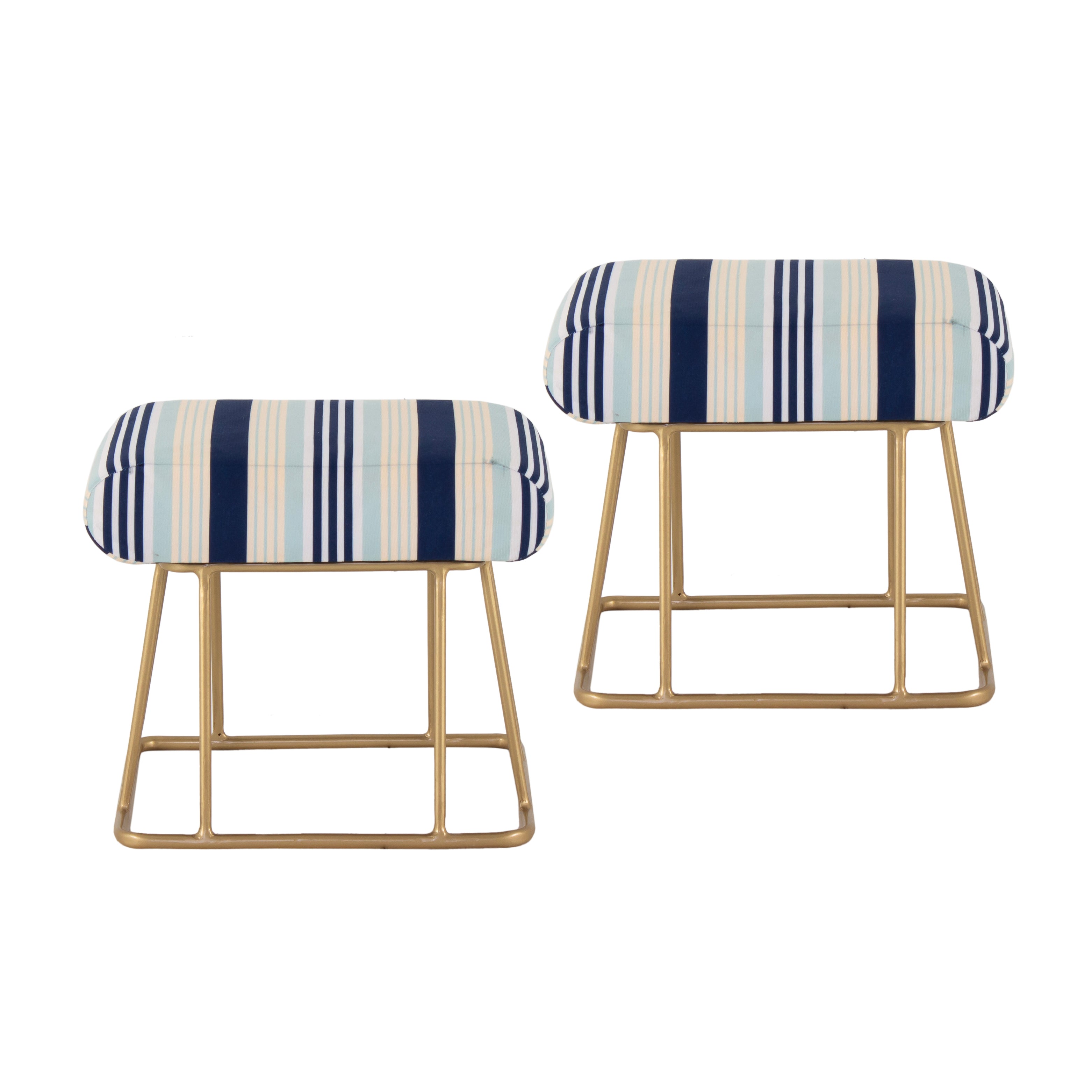 Square Shape Stool For Living Room, Ottoman (Blue) - Peachtree Home