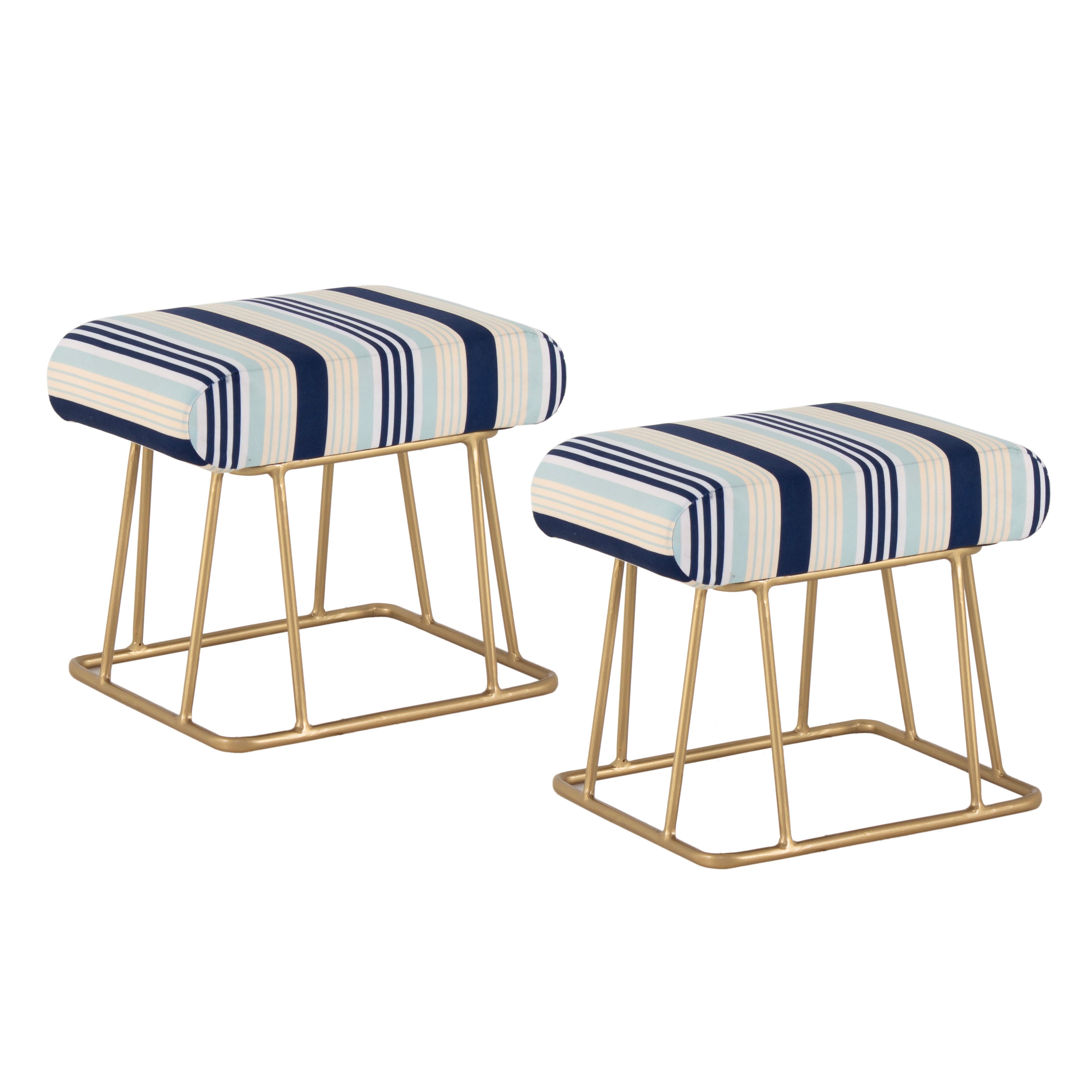 Square Shape Stool For Living Room, Ottoman (Blue) - Peachtree Home