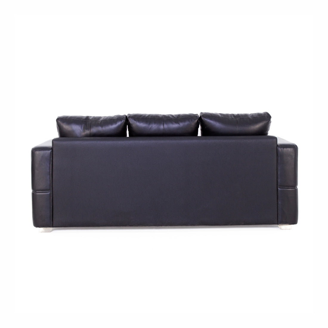 Orchid Leatherite 3-Seater Sofa In Black Colour - Peachtree Home