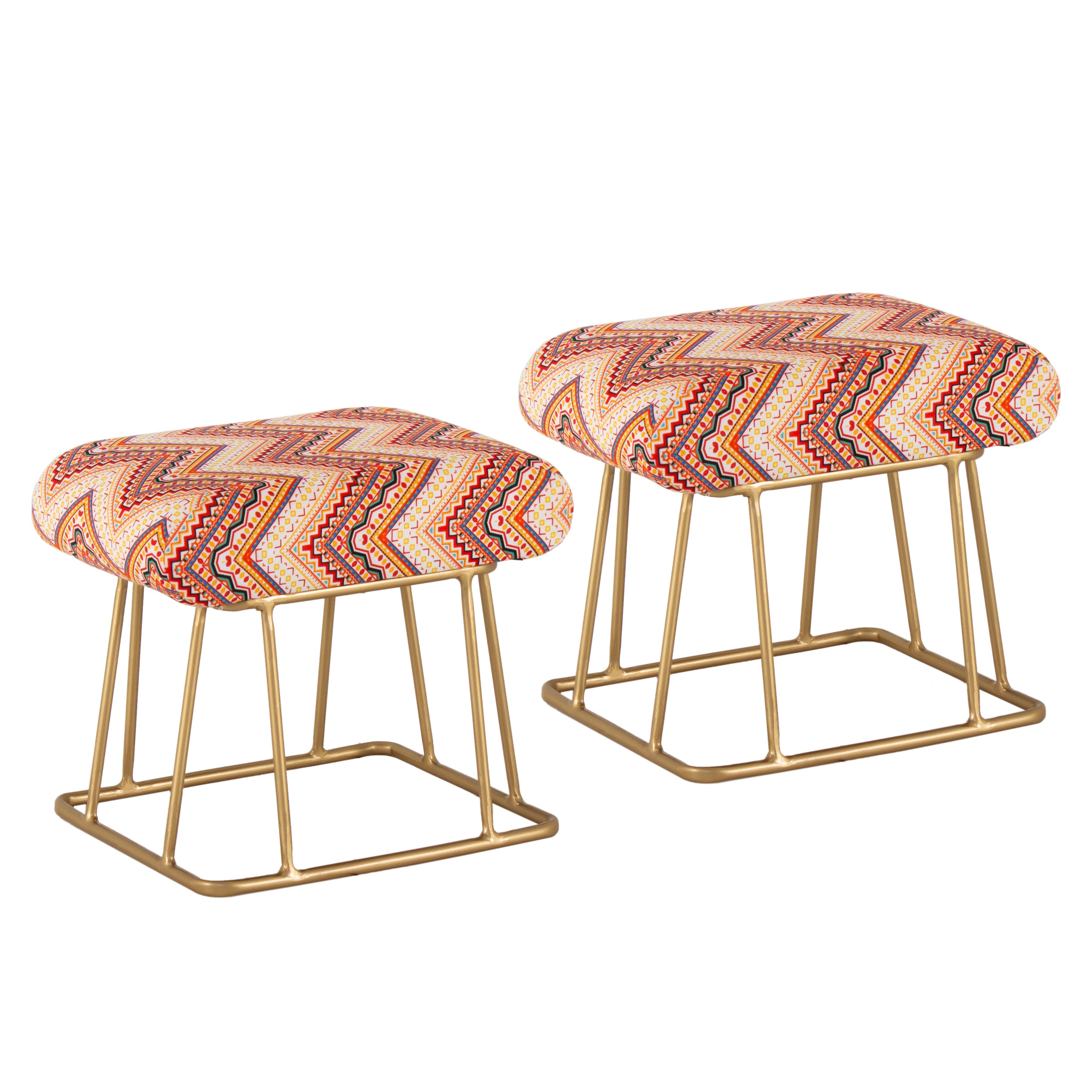Square Shape Stool For Living Room, Ottoman (Brown) - Peachtree Home