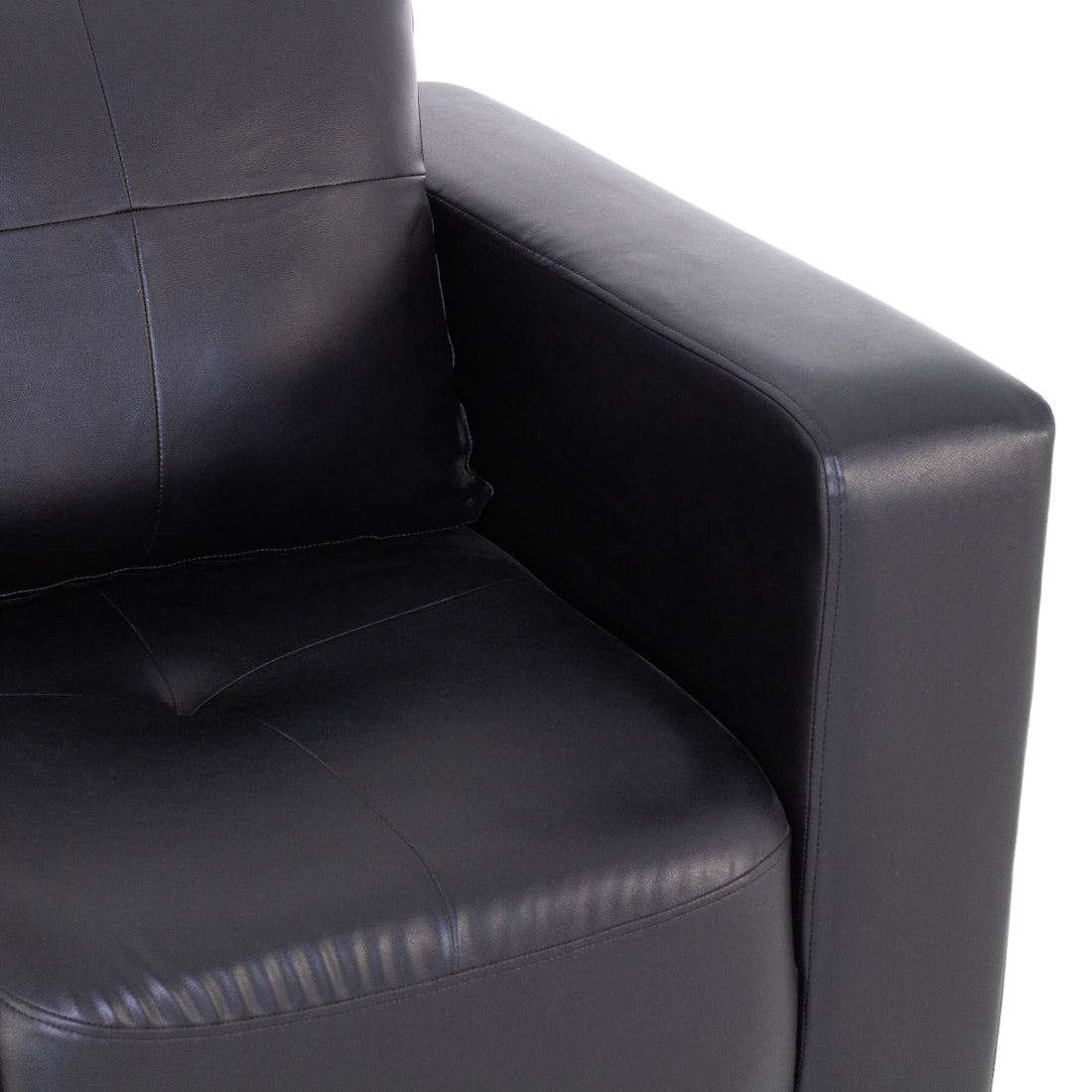 Orchid Leatherite 2-Seater Sofa In Black Colour - Peachtree Home