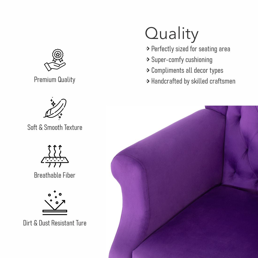 Eliza Velvet Chair With Arm For Living Room - Peachtree Home