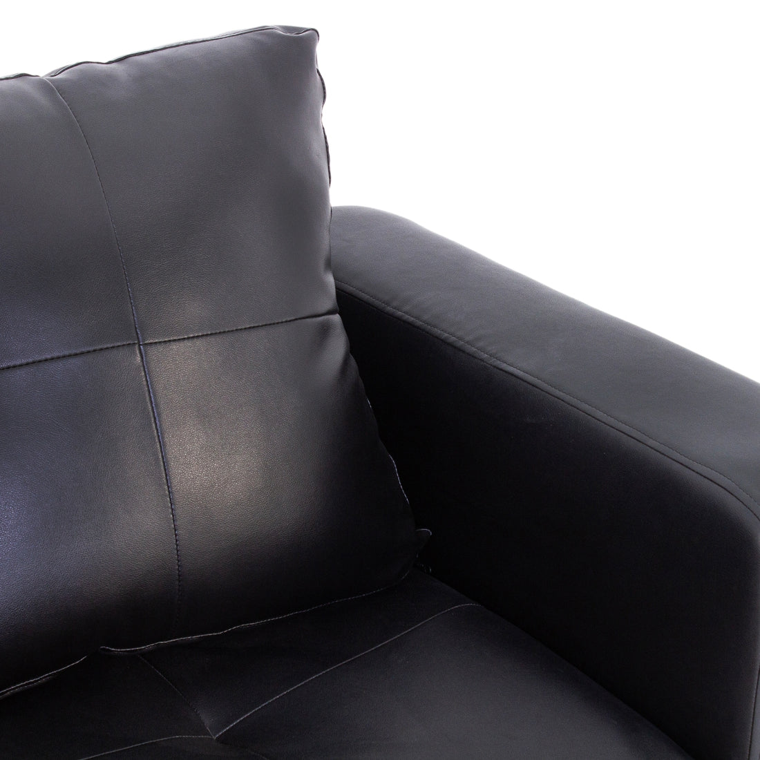 Orchid Leatherite 3-Seater Sofa In Black Colour - Peachtree Home