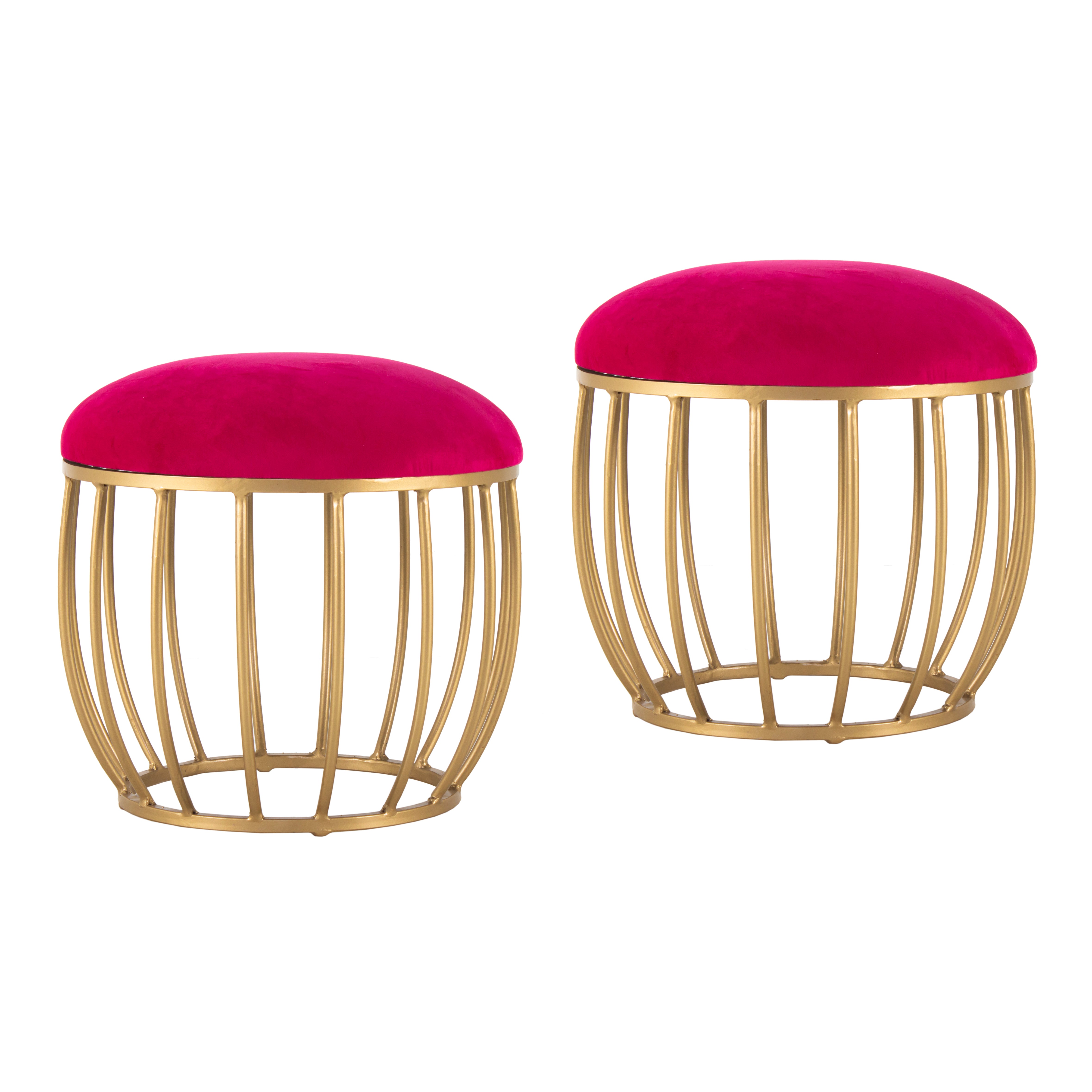 Round Shape Printed Stool For Living Room, Ottoman (Set Of 2) - Peachtree Home