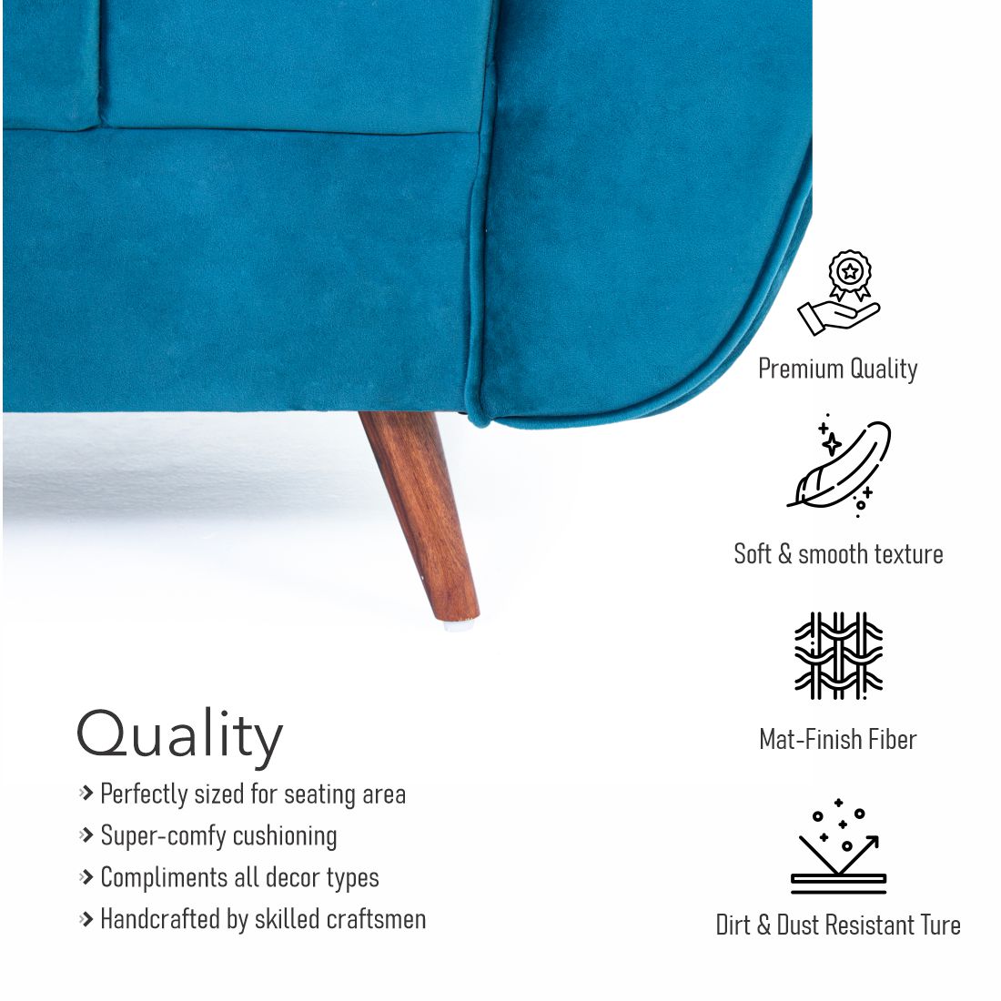 Eden 2-Seater Velvet Sofa In Teal Green Colour - Peachtree Home