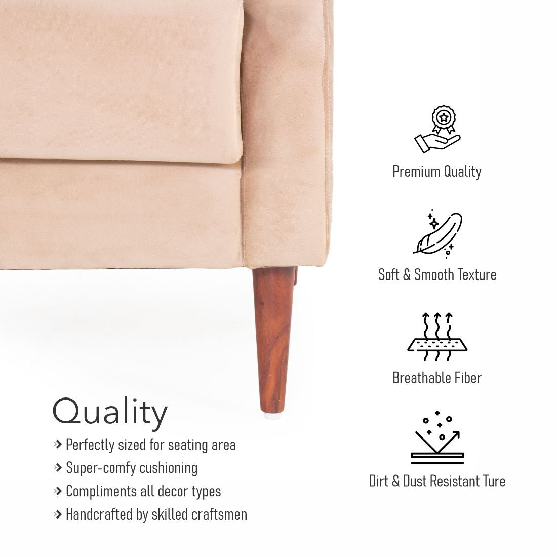 Eliza Velvet Chair With Arm For Living Room - Peachtree Home