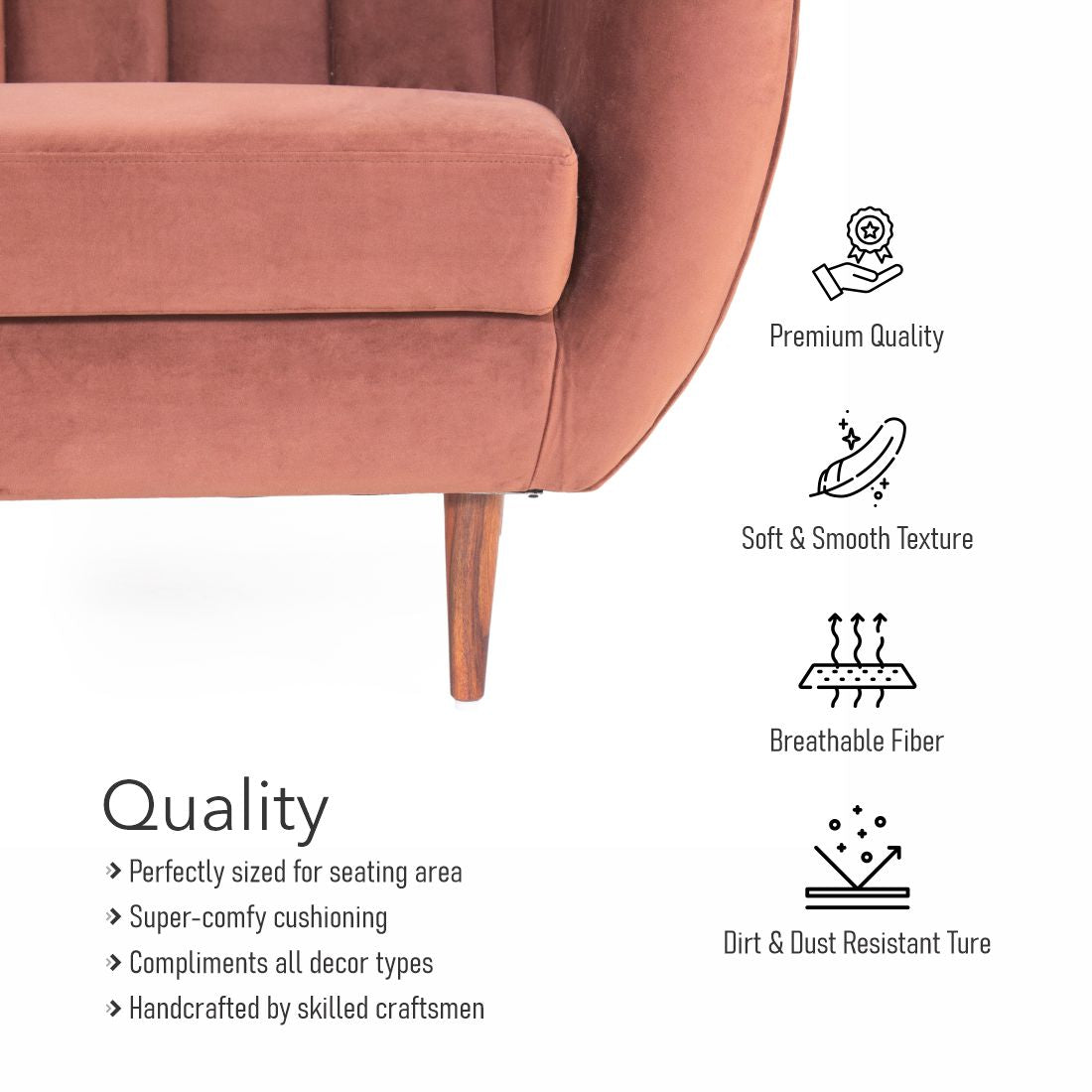 Davline 3-Seater Velvet Sofa In Wine Colour - Peachtree Home