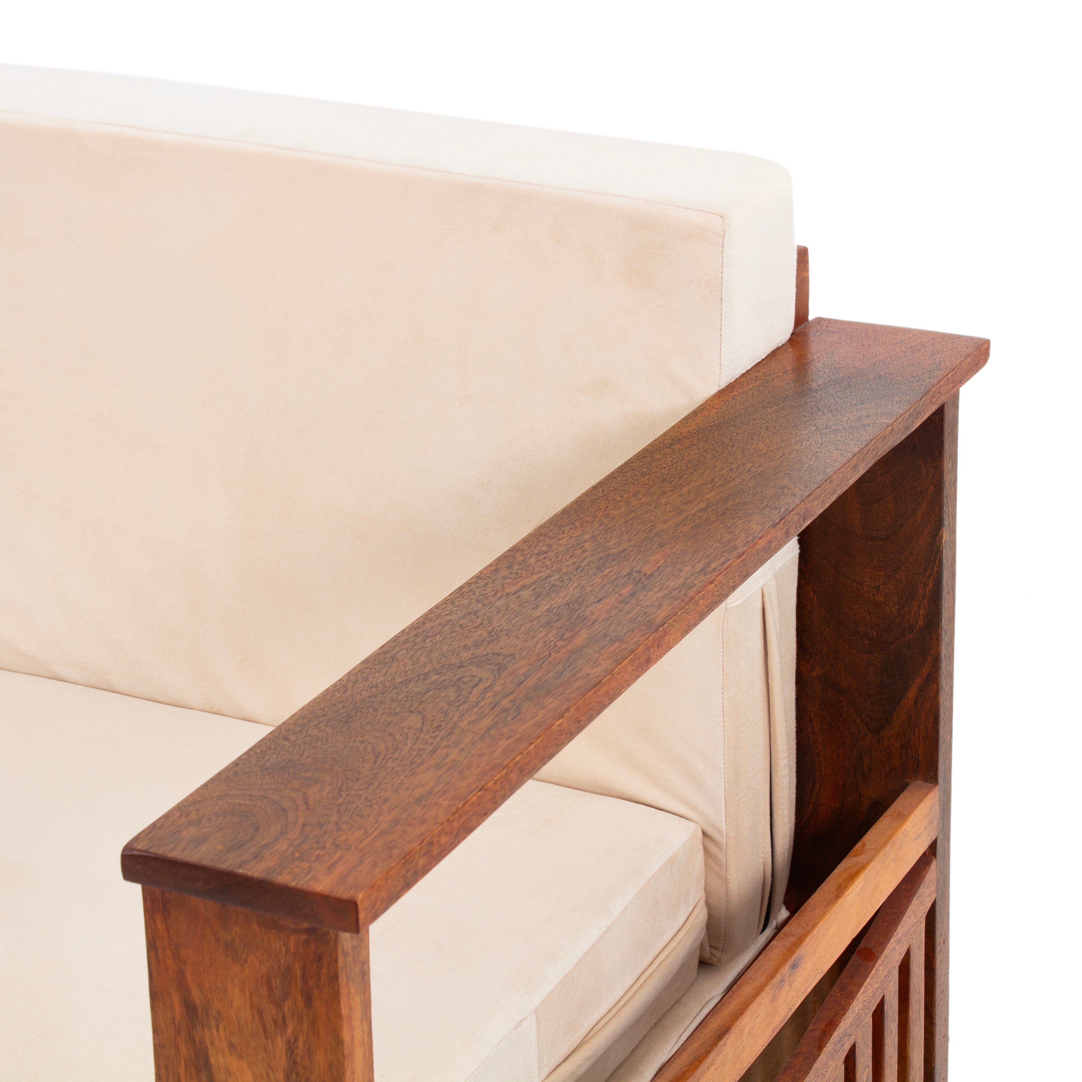 Peachtree Kaya Wooden Three Seater Sofa Cum Bad (Natural Wood) - Peachtree Home