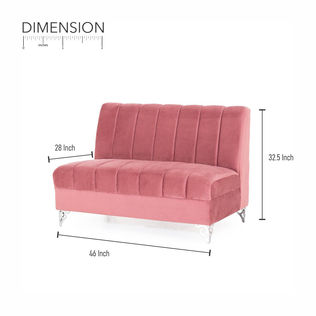 Garnete 2-Seater Velvet Sofa In Light Wine Colour - Peachtree Home