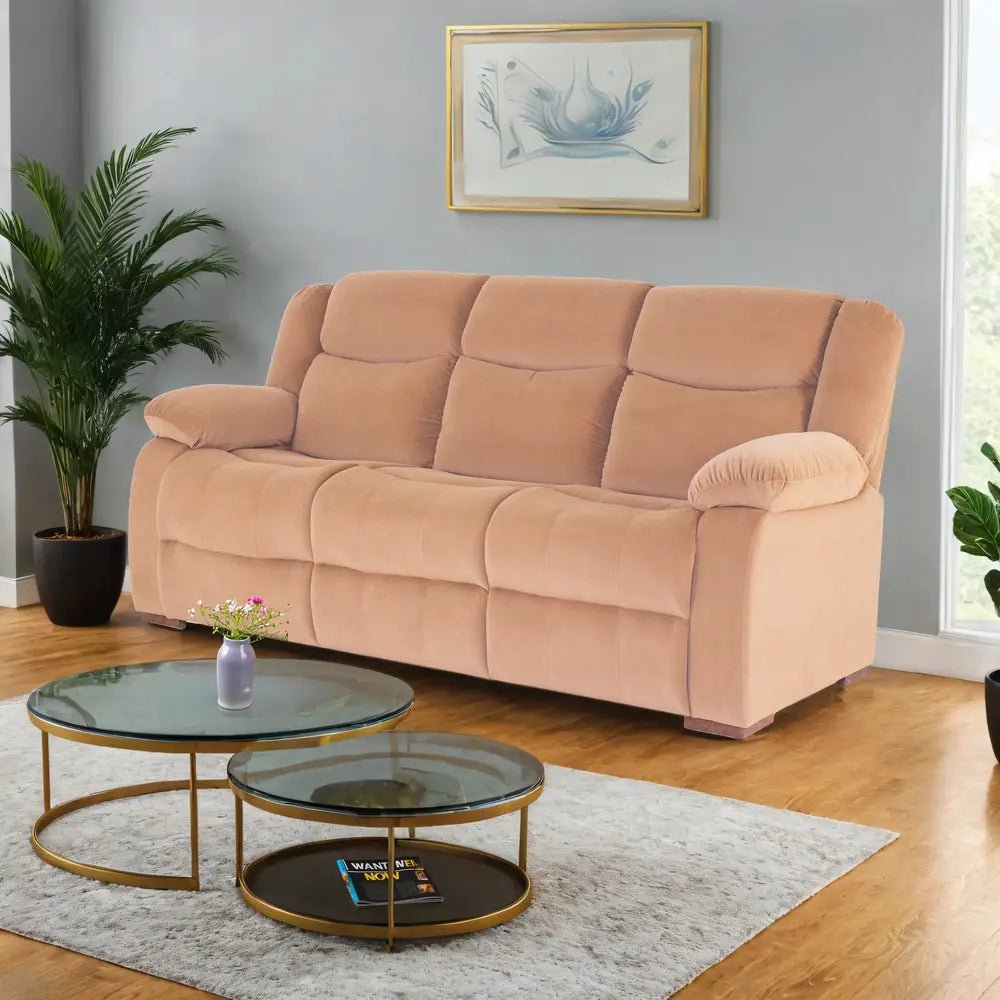 Costa 3-Seater Velvet Sofa in Beige Colour - Peachtree Home