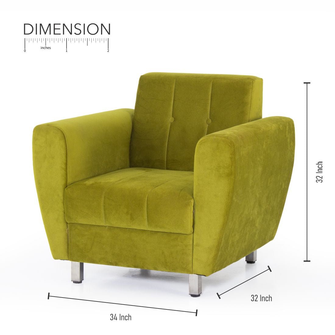 Albeta Cotton Velvet Chair With Arm in Green Colour - Peachtree Home