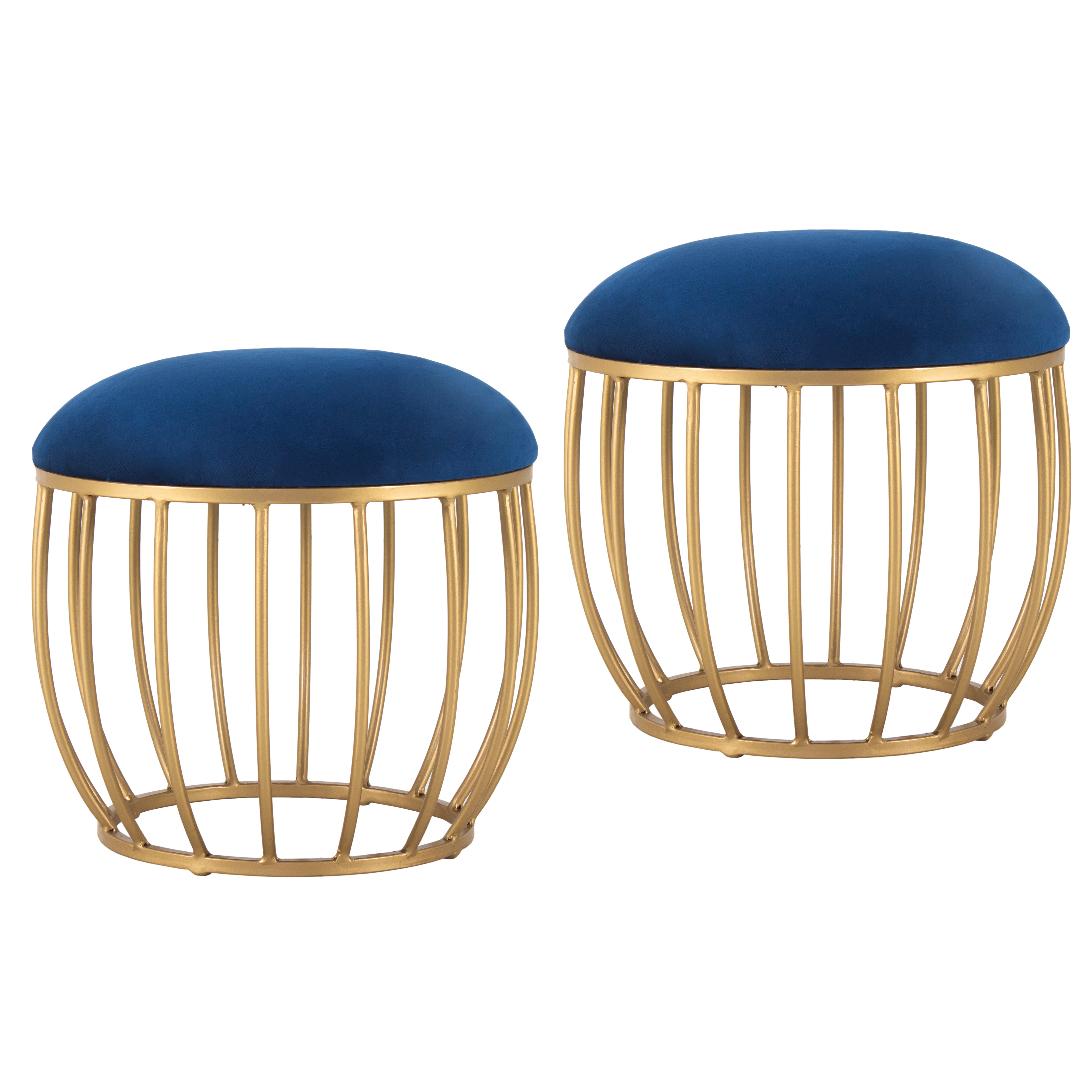 Round Shape Printed Stool For Living Room, Ottoman (Set Of 2) - Peachtree Home