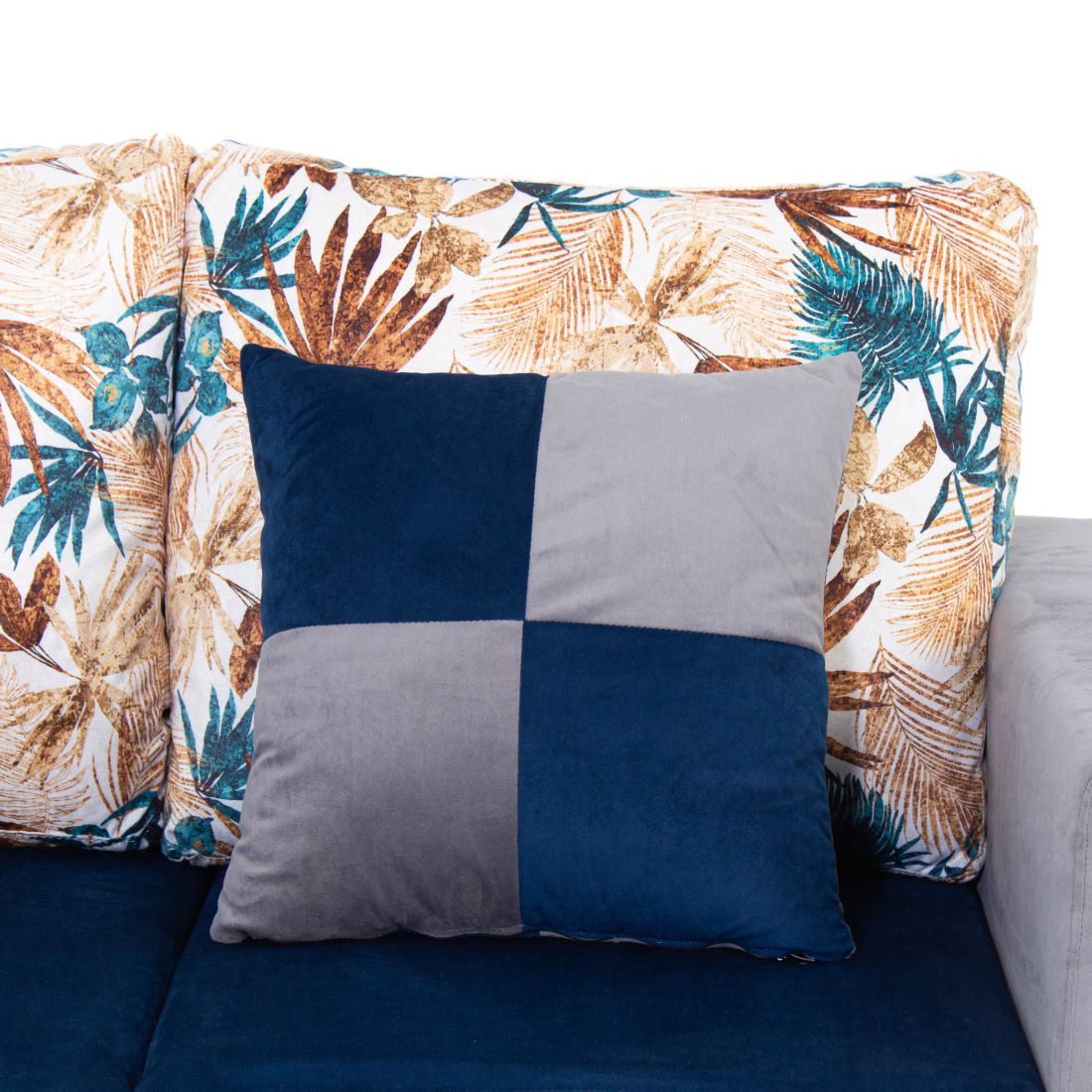 Urban 3-seater Velvet Sofa Set In Blue And Grey Colour - Peachtree Home