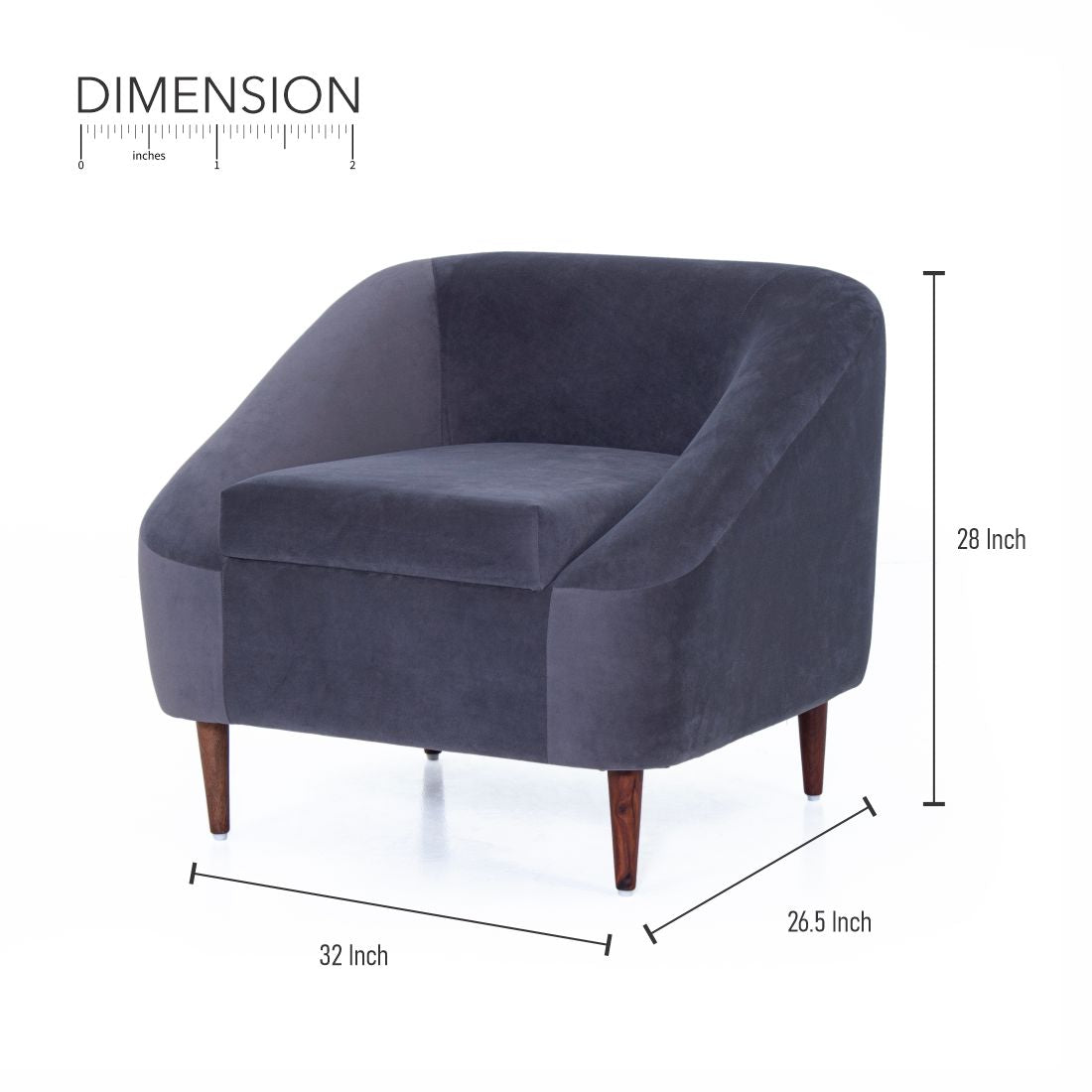 Jessica Velvet Chair With Arm In Grey Colour (Set Of 2) - Peachtree Home