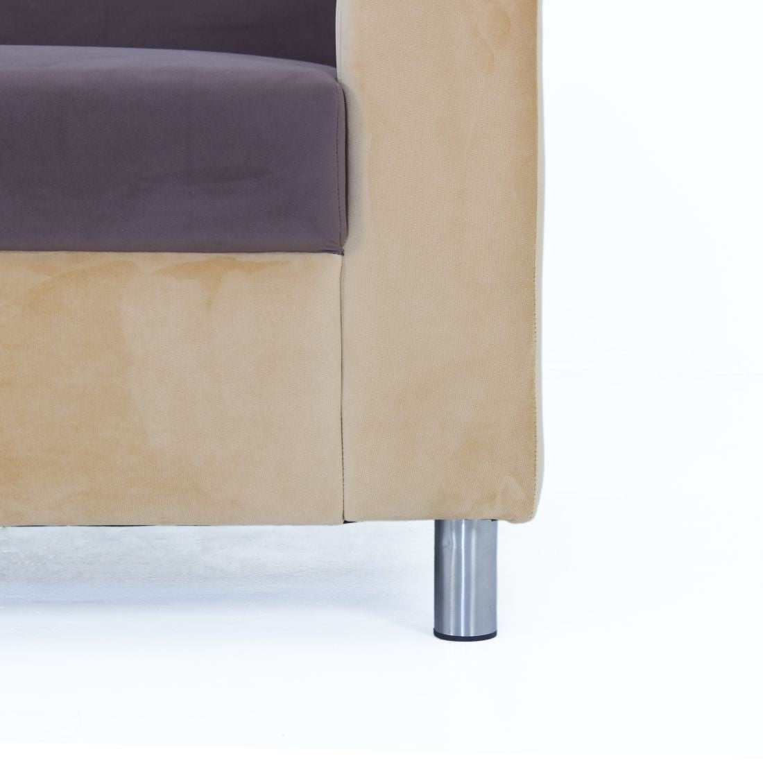Aura 3-Seater Velvet Sofa In Brown And Yellow Colour - Peachtree Home