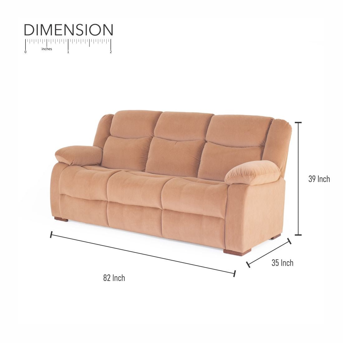 Costa 3-Seater Velvet Sofa in Beige Colour - Peachtree Home