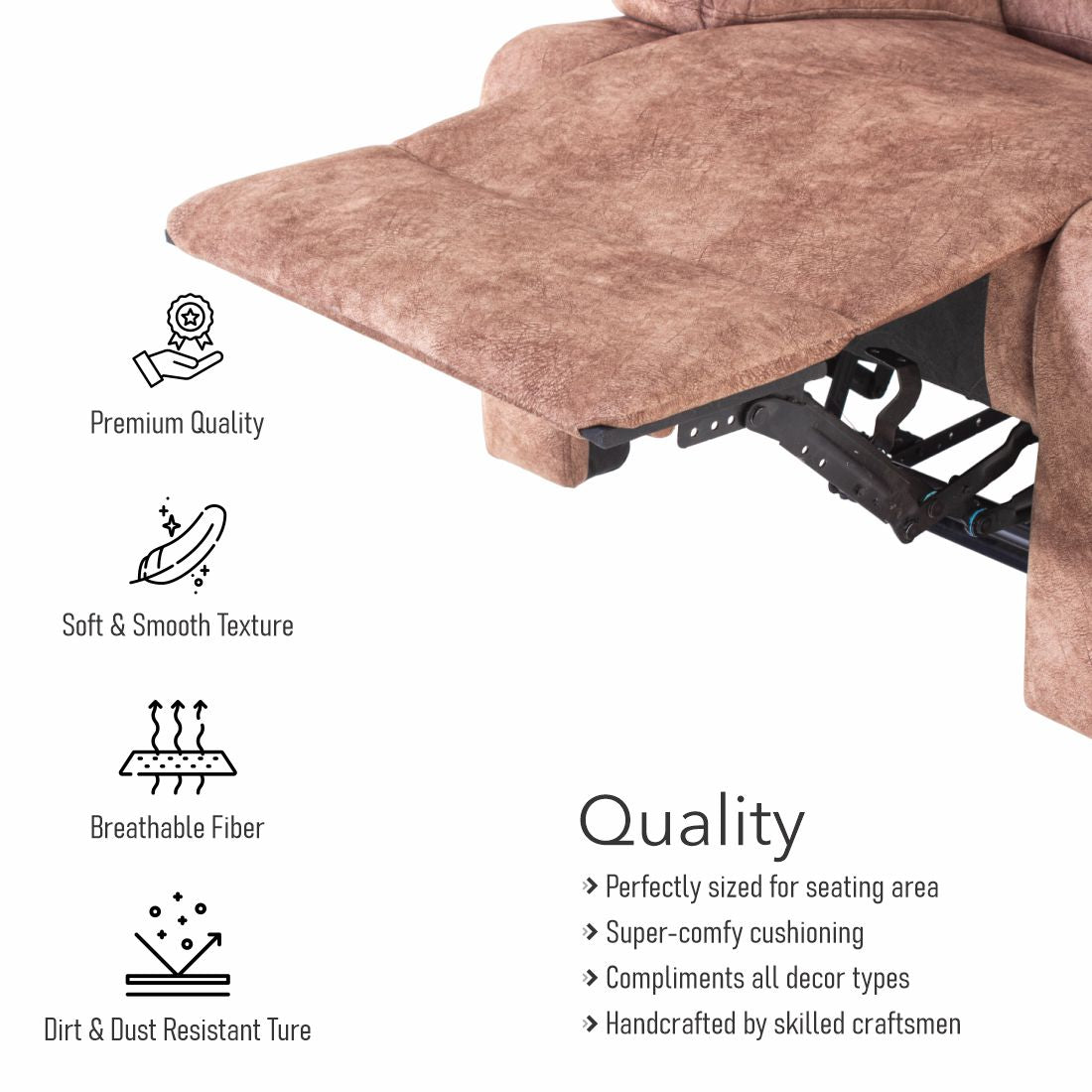 Manila Recliner Sofa In Mustard Light Brown Colour - Peachtree Home