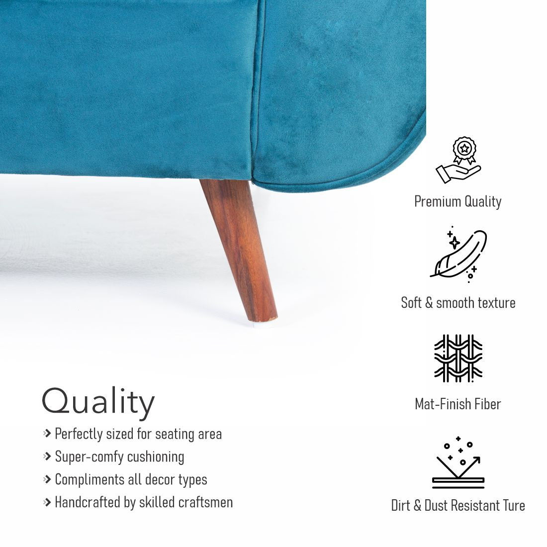 Eden 3-Seater Velvet Sofa In Teal Green Colour - Peachtree Home
