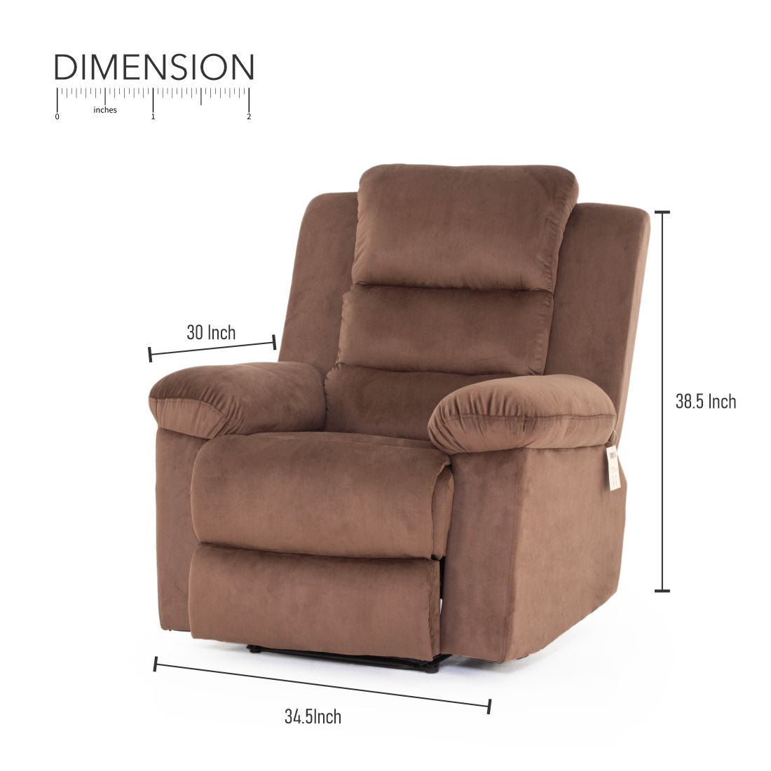 Metro Recliner Sofa In Dark Brown Colour - Peachtree Home