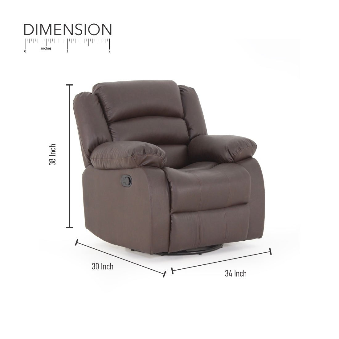 Alexandra Leatherite Recliner With Rocker In Brown Colour - Peachtree Home