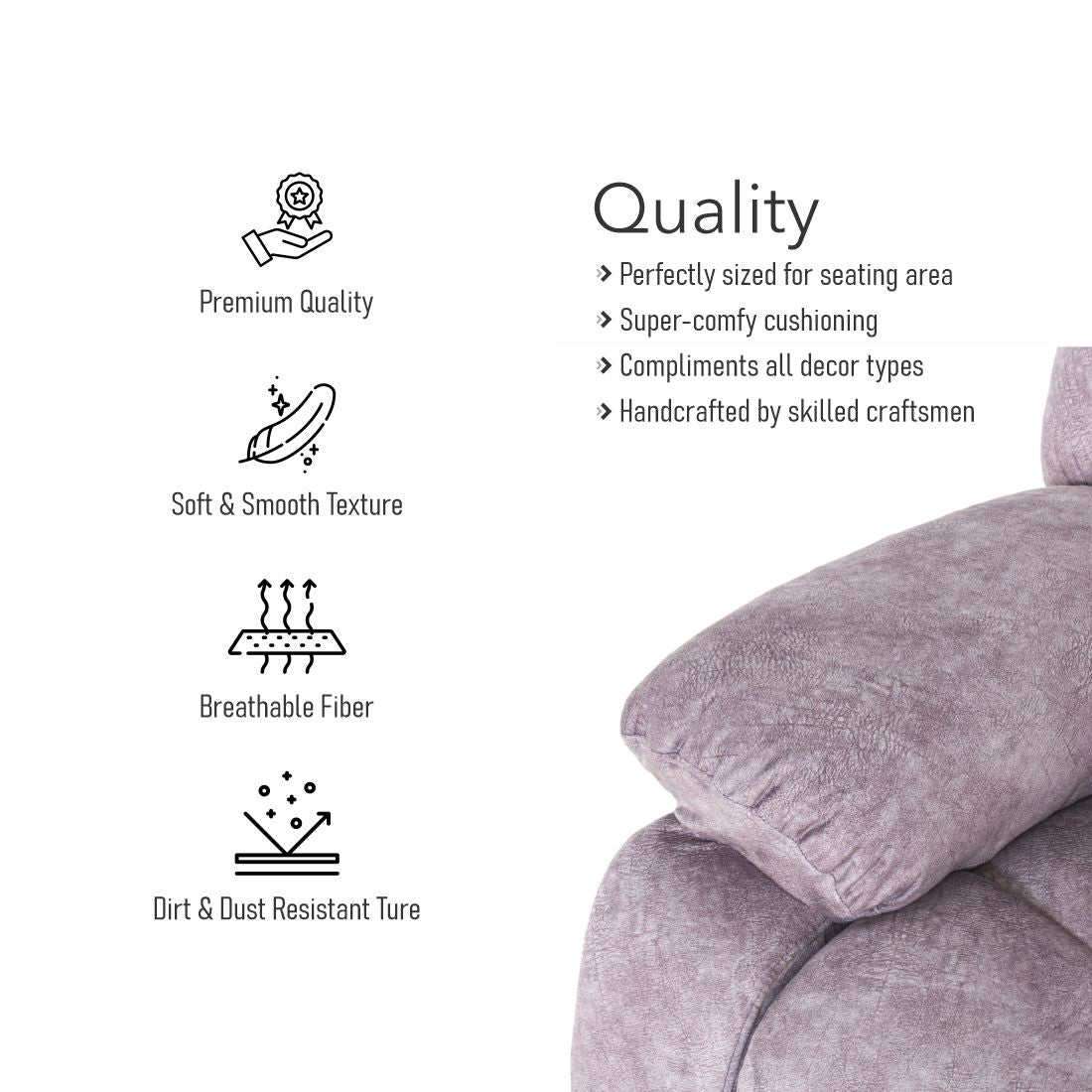 Costa Suede Recliner Sofa In Grey Colour - Peachtree Home