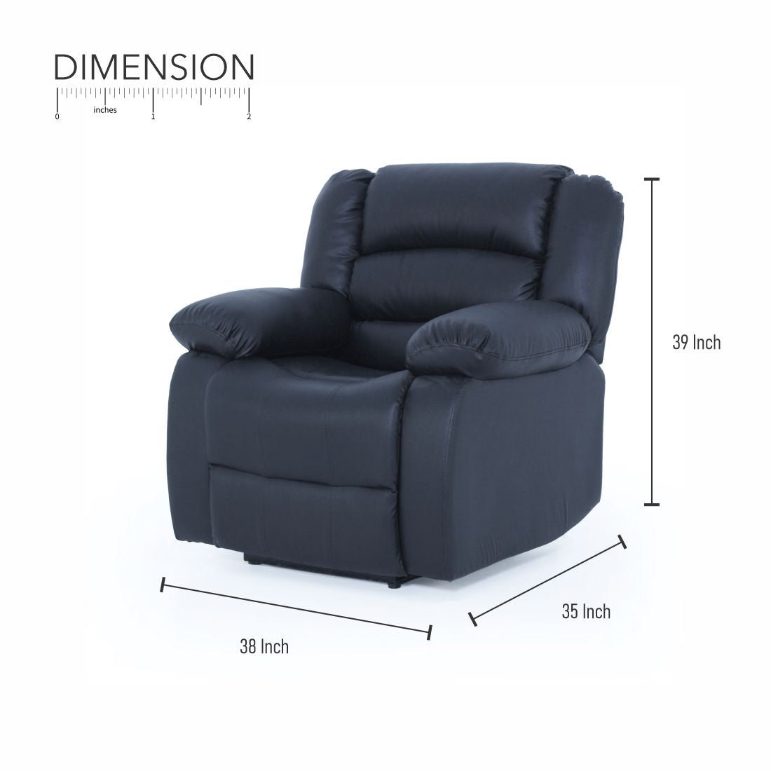 Alexandra Leatherite Recliner In Black Colour - Peachtree Home