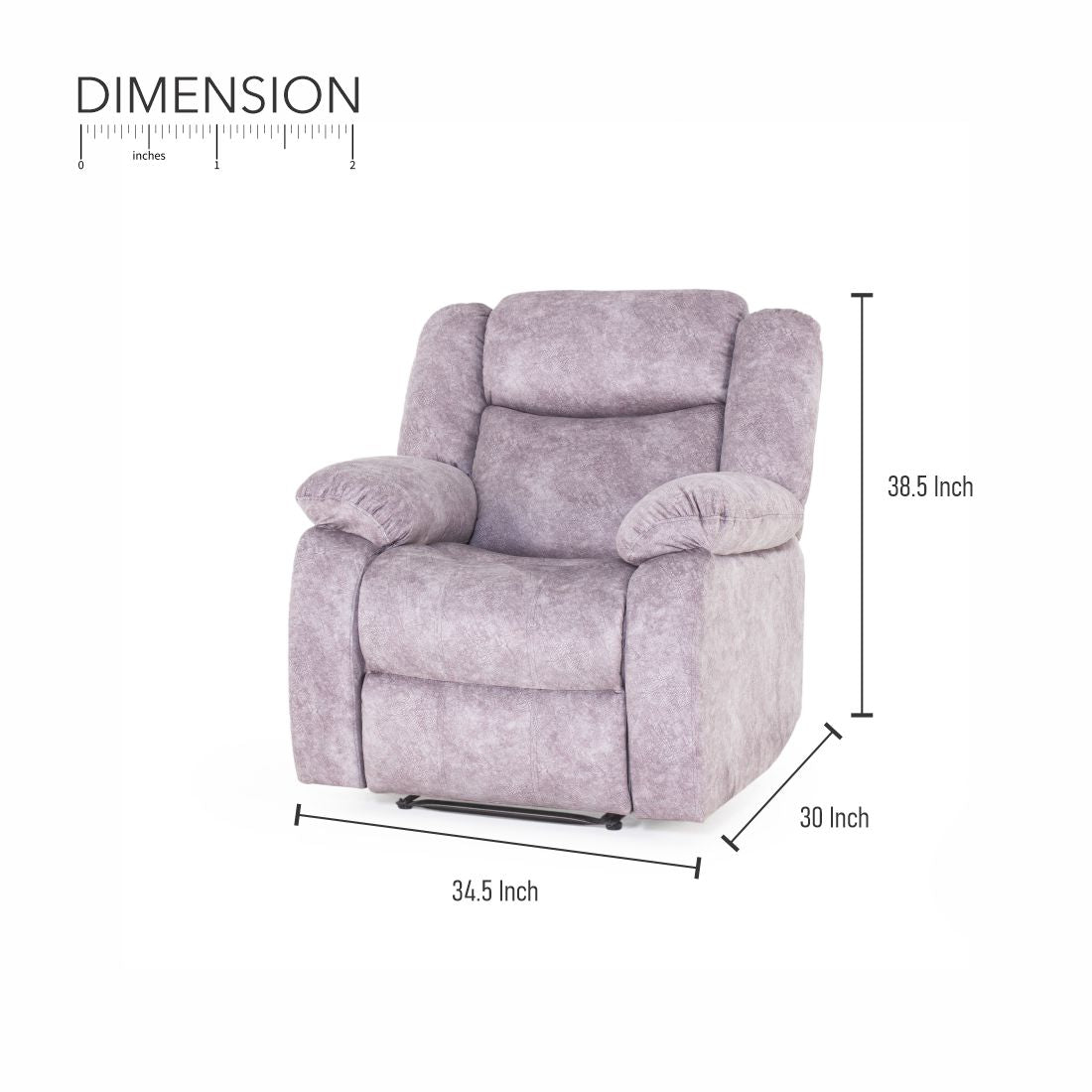 Costa Suede Recliner Sofa In Grey Colour - Peachtree Home
