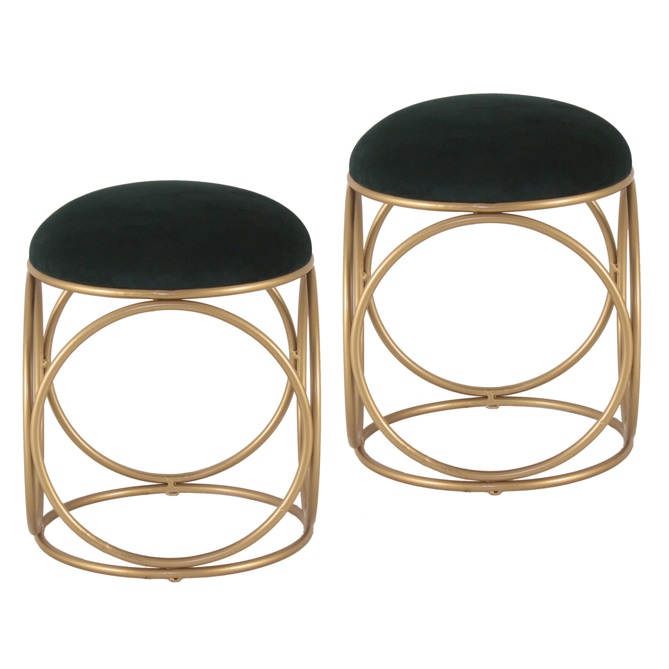 Round Printed Ottoman Stool For Living Room (Set Of 2) - Peachtree Home