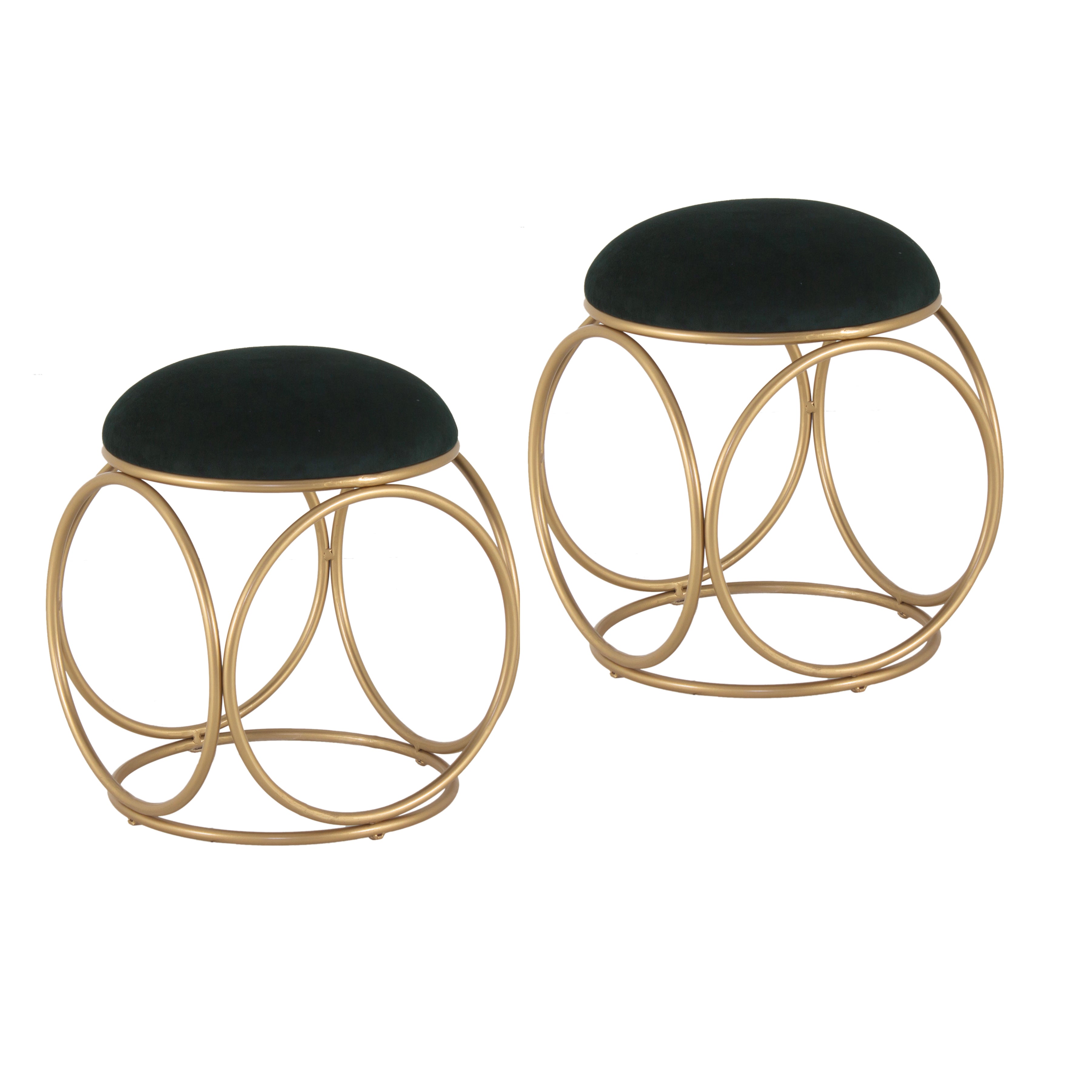 Round Printed Ottoman Stool For Living Room (Set Of 2) - Peachtree Home