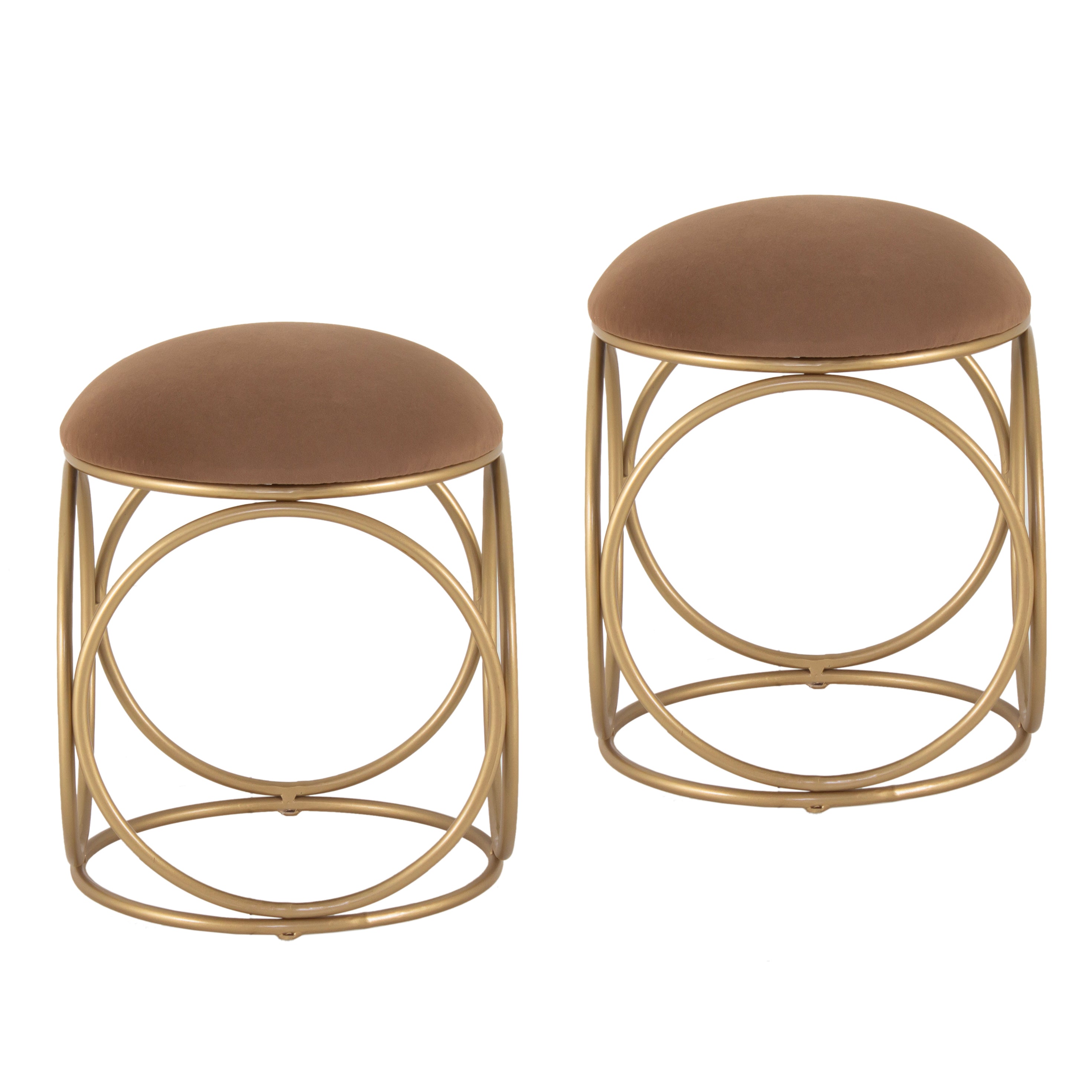Round Printed Ottoman Stool For Living Room (Set Of 2) - Peachtree Home