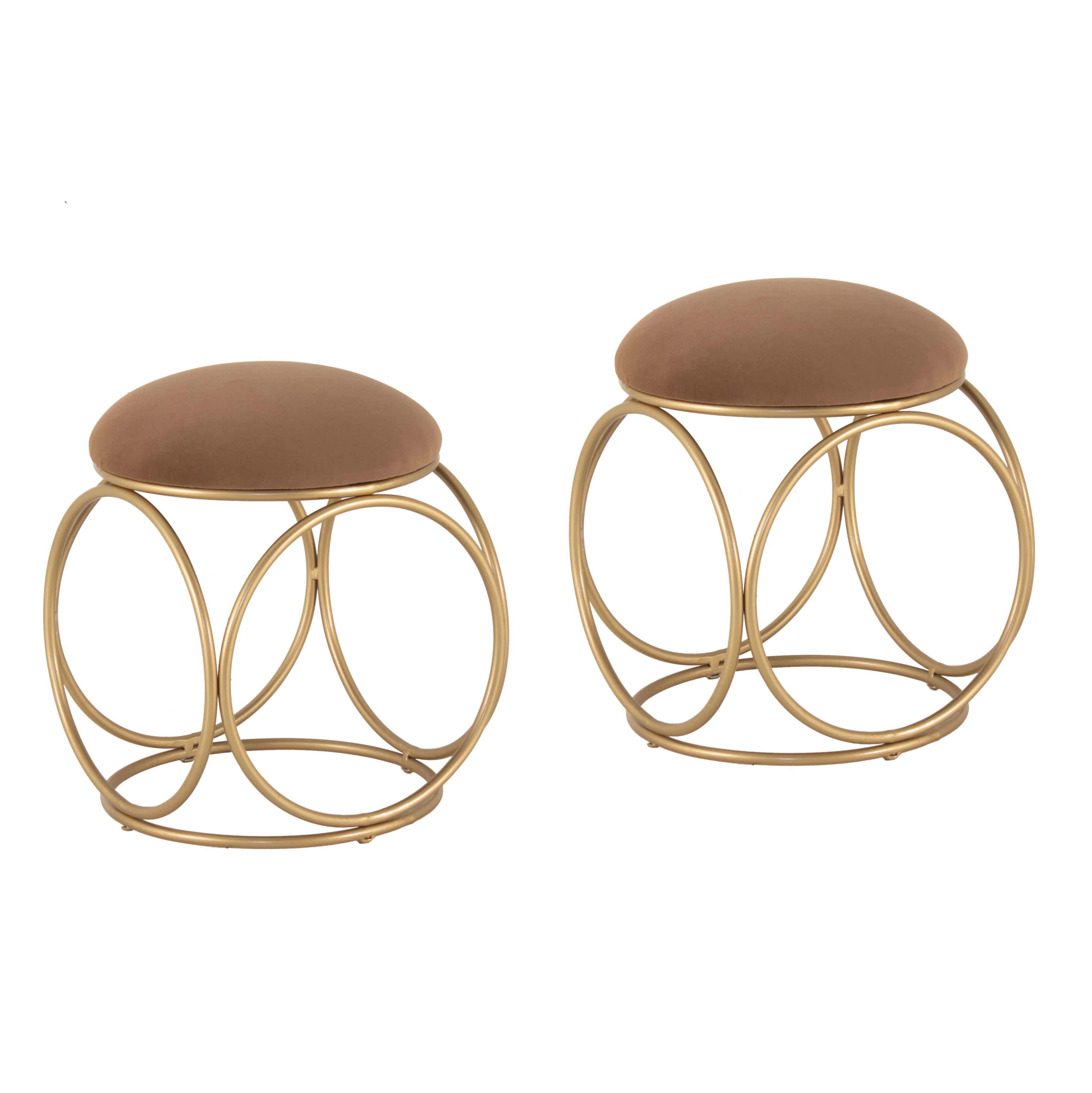 Round Printed Ottoman Stool For Living Room (Set Of 2) - Peachtree Home