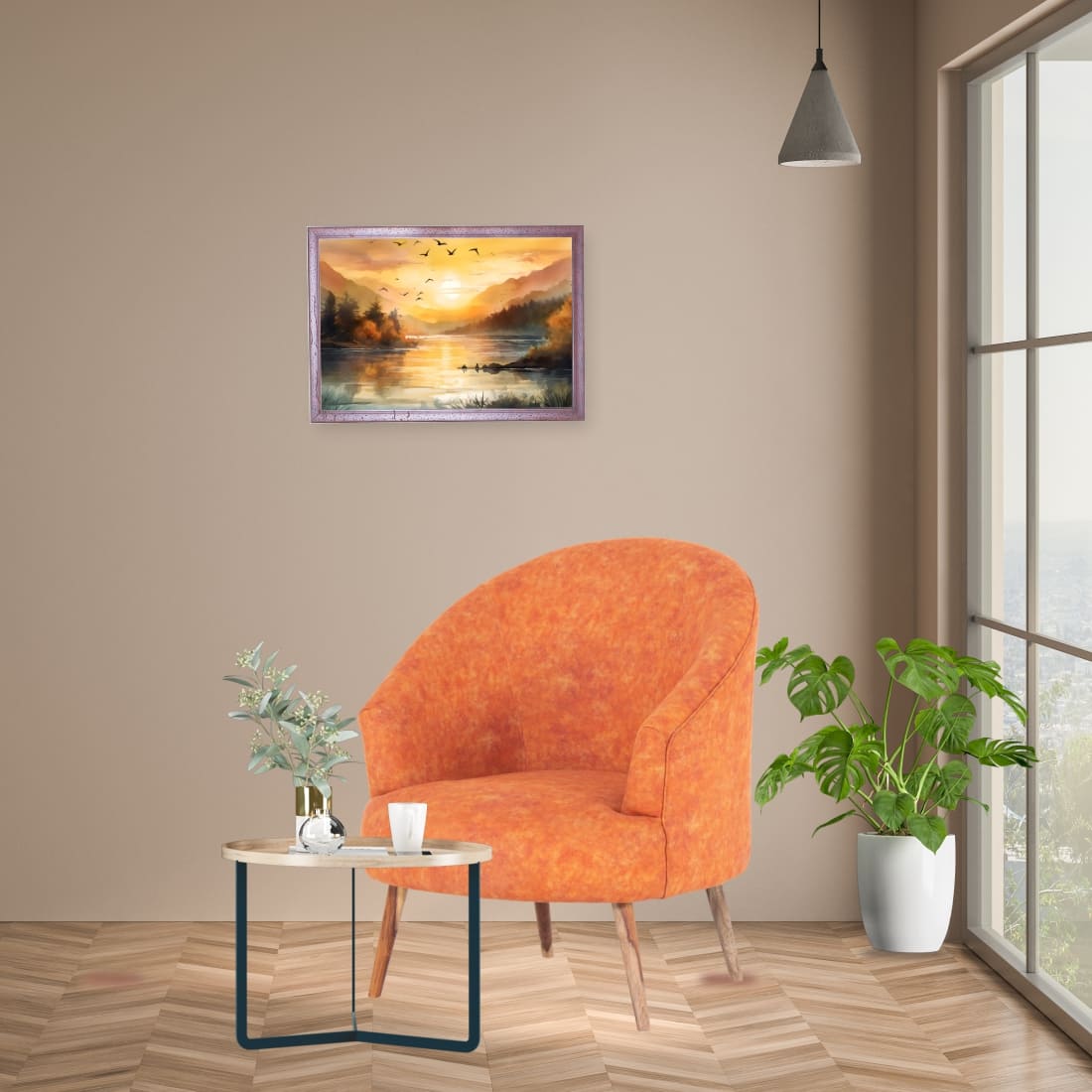 Bonica Suede Chair With Arm in Orange Colour (Set Of 2) - Peachtree Home