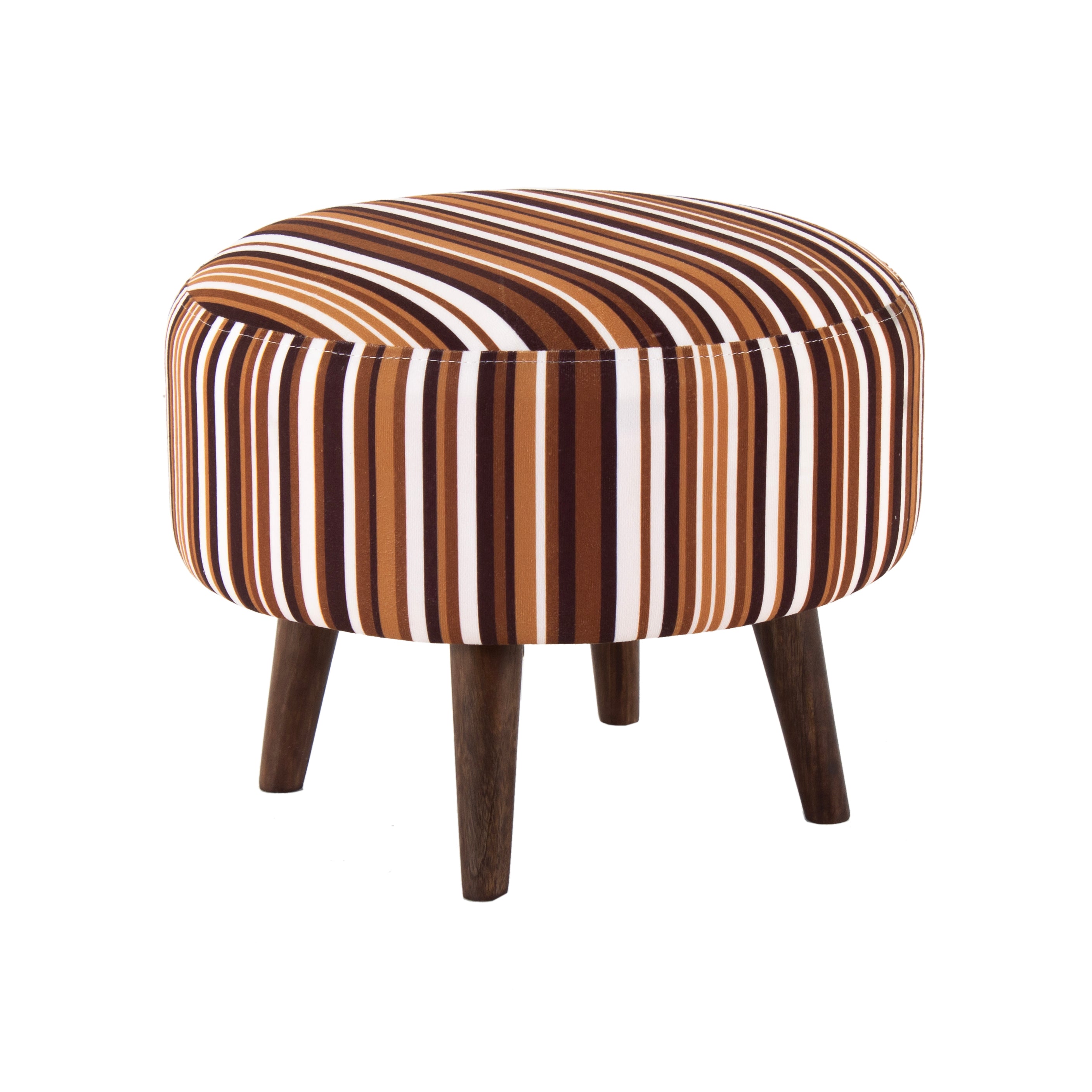 Printed Round Shape Pouf (12 Inch, Set of 2) - Peachtree Home