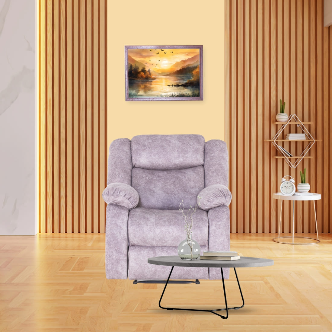 Costa Suede Recliner Sofa In Grey Colour - Peachtree Home