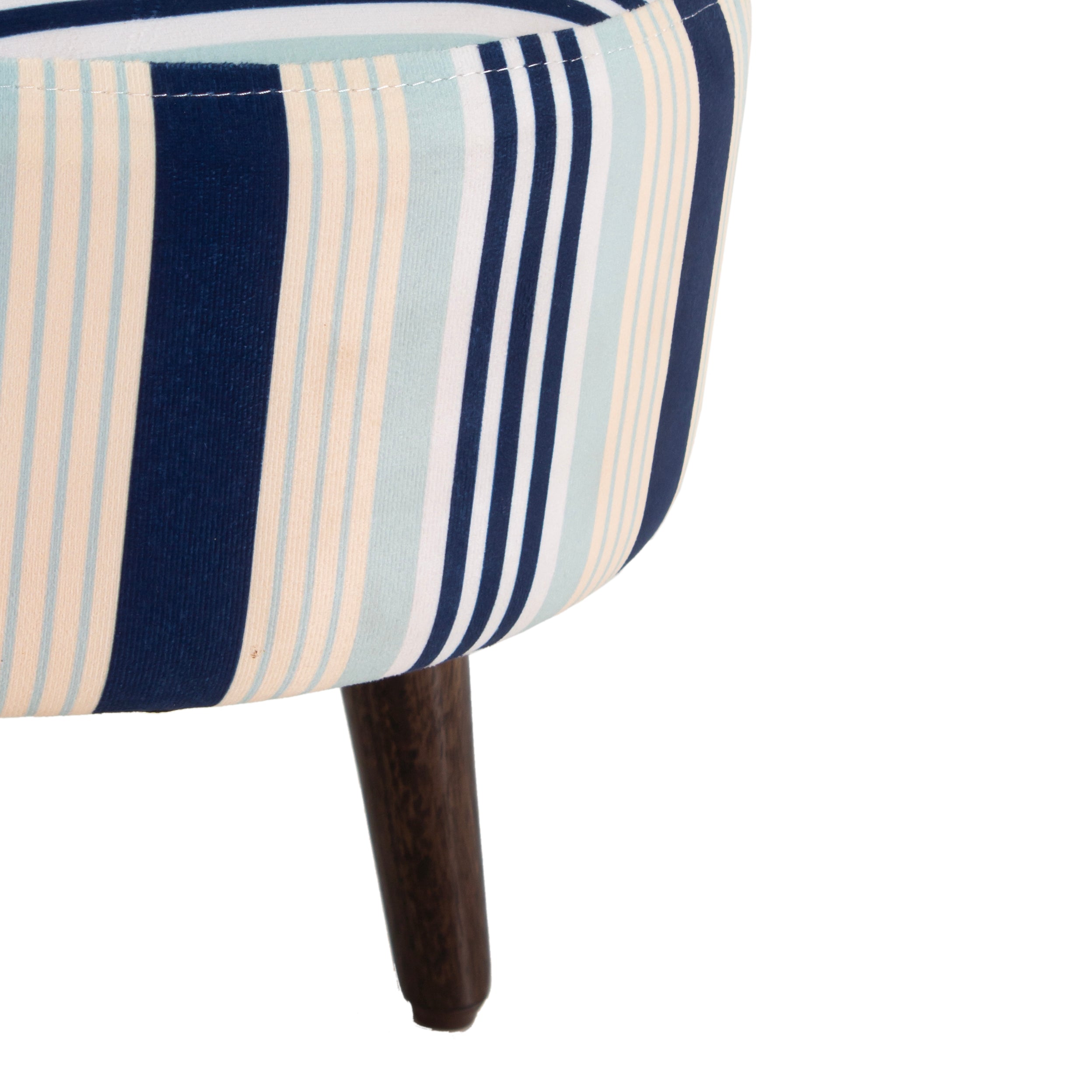 Stripes Printed Round Shape Pouf (12 Inch, Set of 2) - Peachtree Home