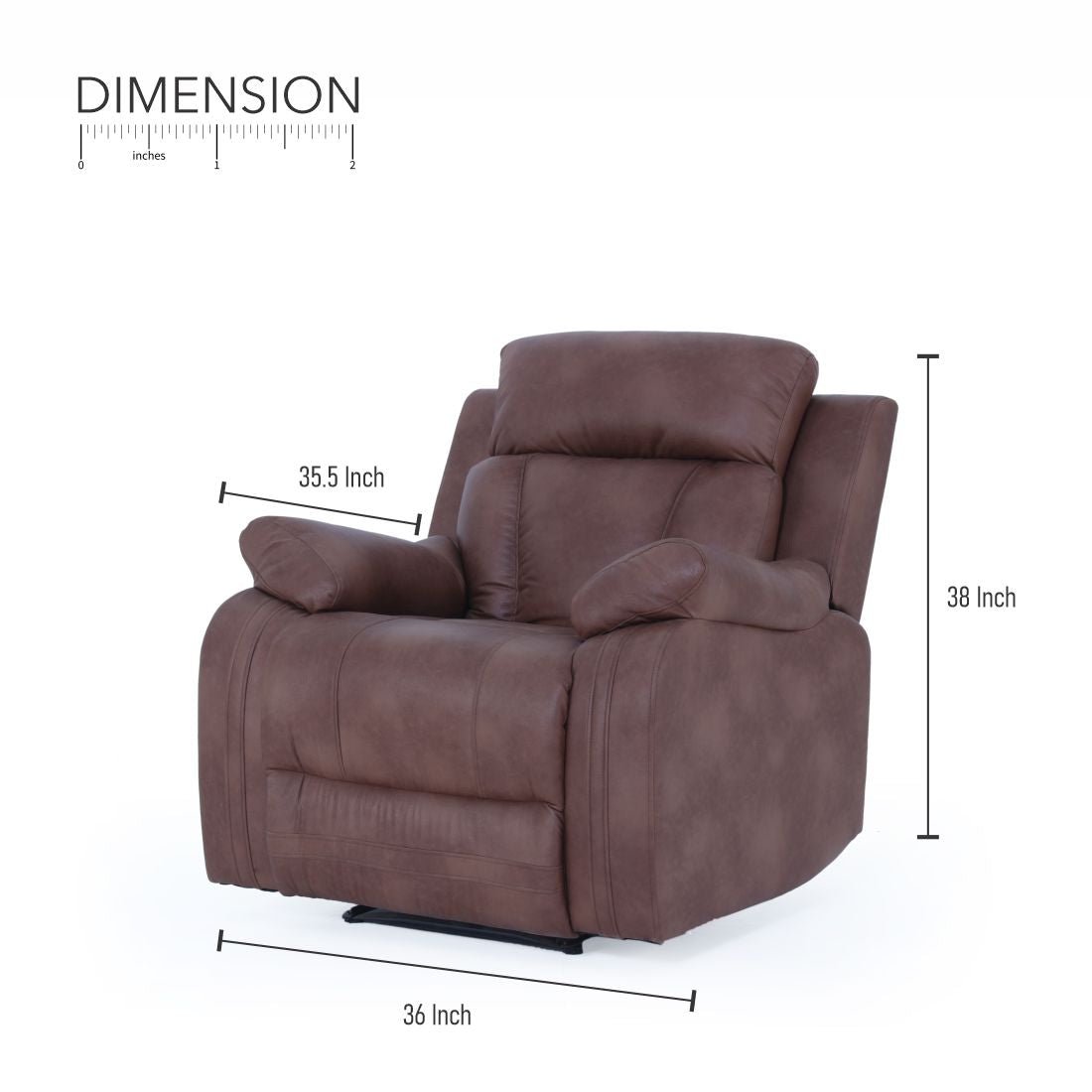 Carrera Leatherite Recliner Sofa In Cinnamon Brown Colour - Peachtree Home