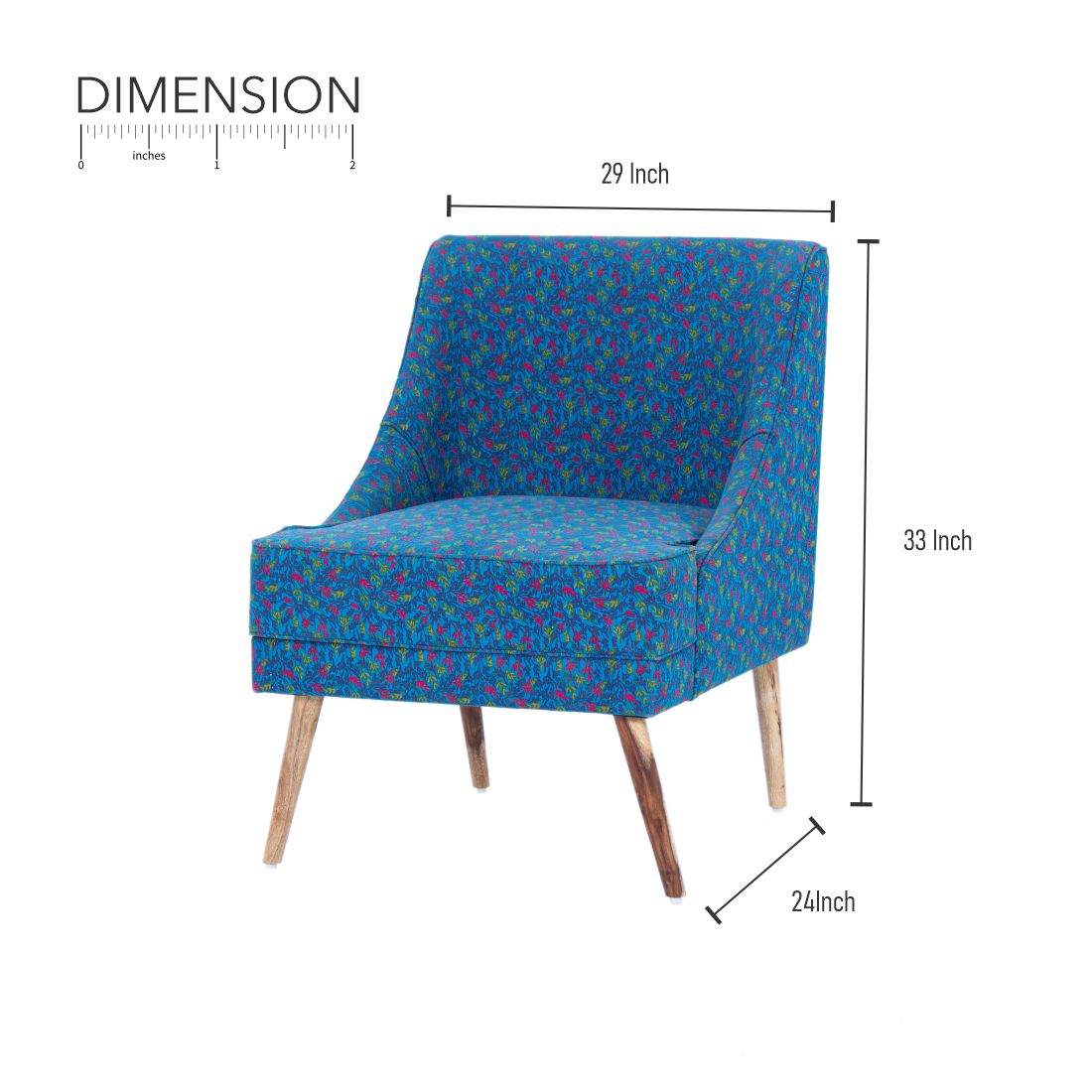 Eleanor Printed Cotton Chair In Blue Colour (Set Of 2) - Peachtree Home