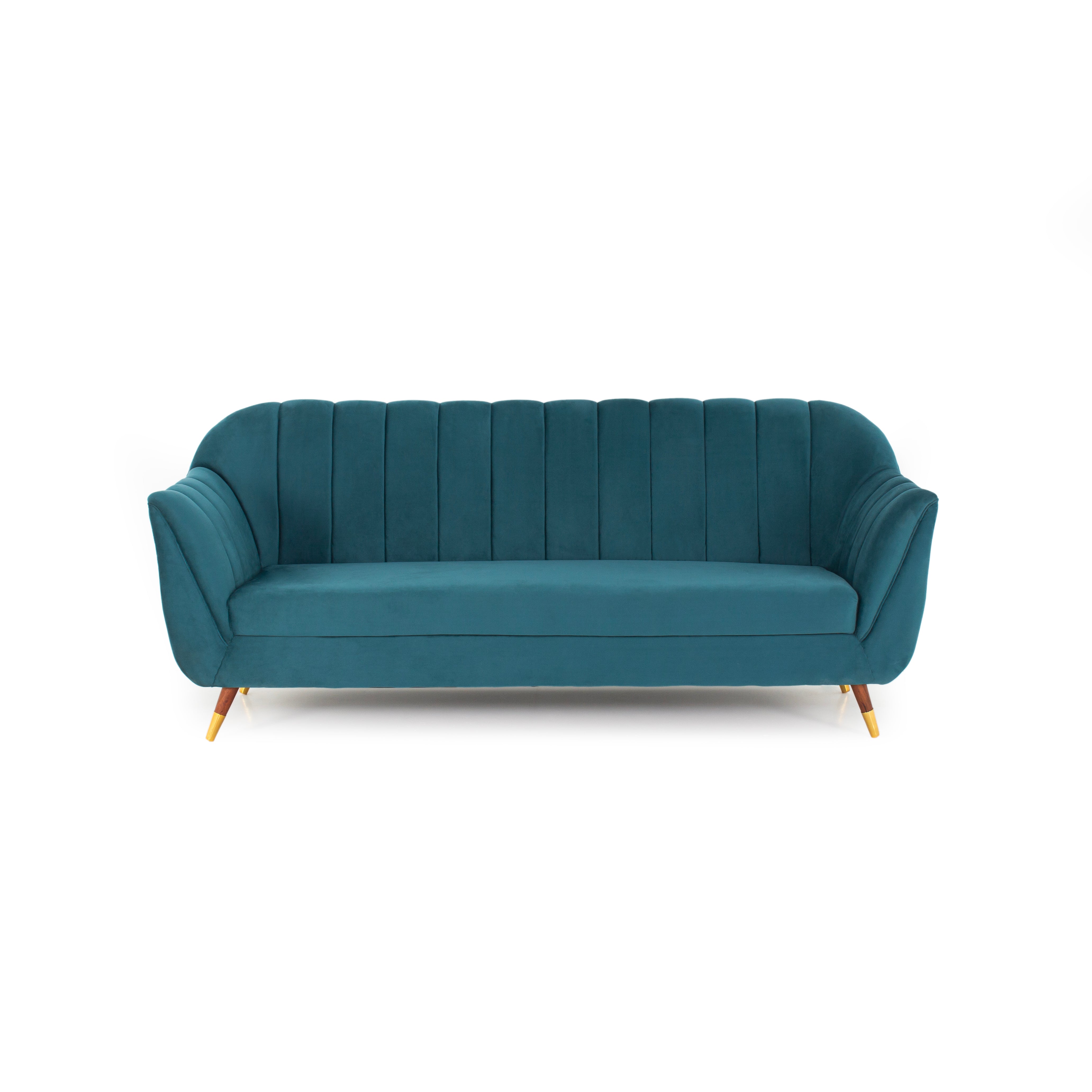 Peachtree Vegas Three Seater Velvet Fabric (Green) - Peachtree Home