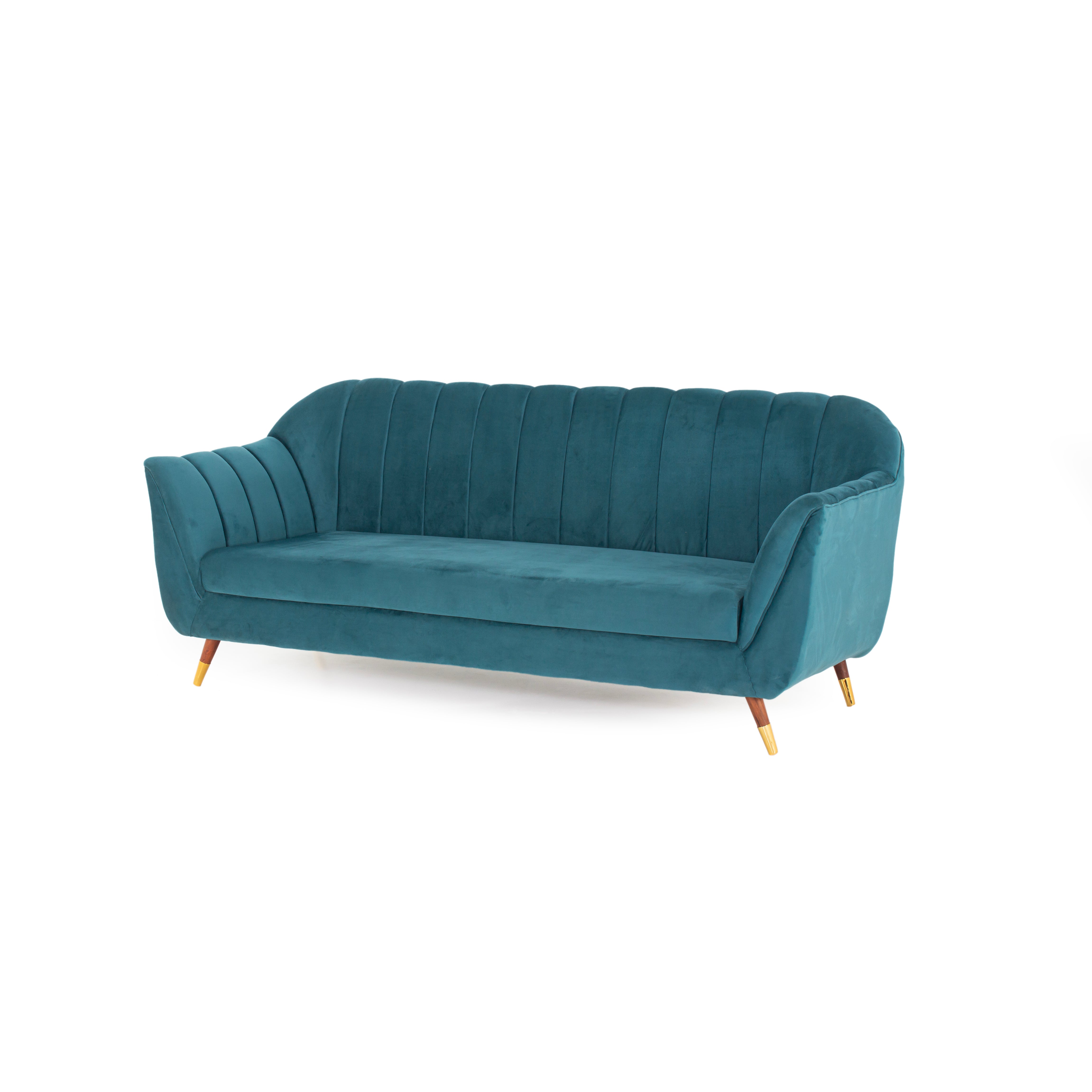 Peachtree Vegas Three Seater Velvet Fabric (Green) - Peachtree Home