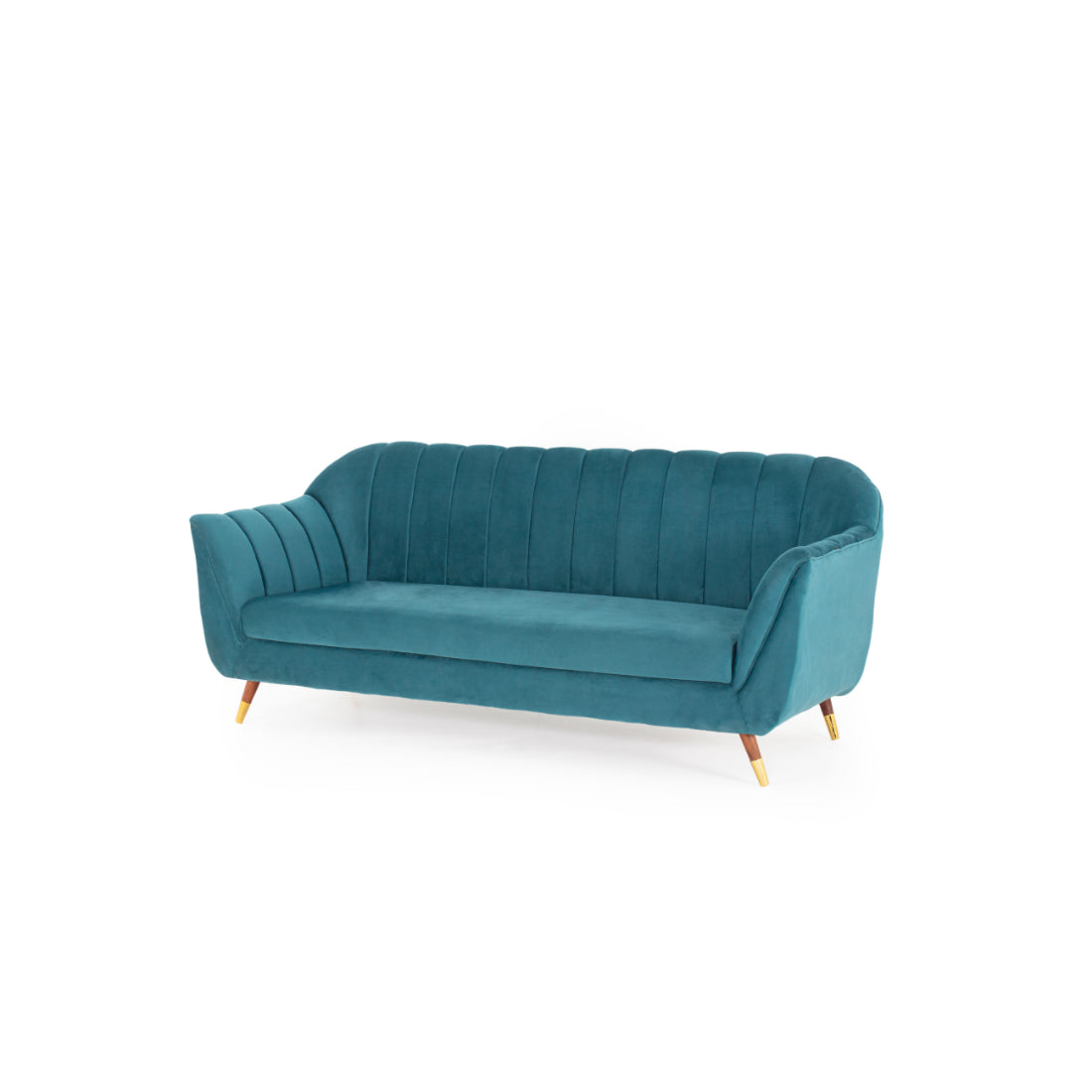 Peachtree Vegas Three Seater Velvet Fabric (Green) - Peachtree Home