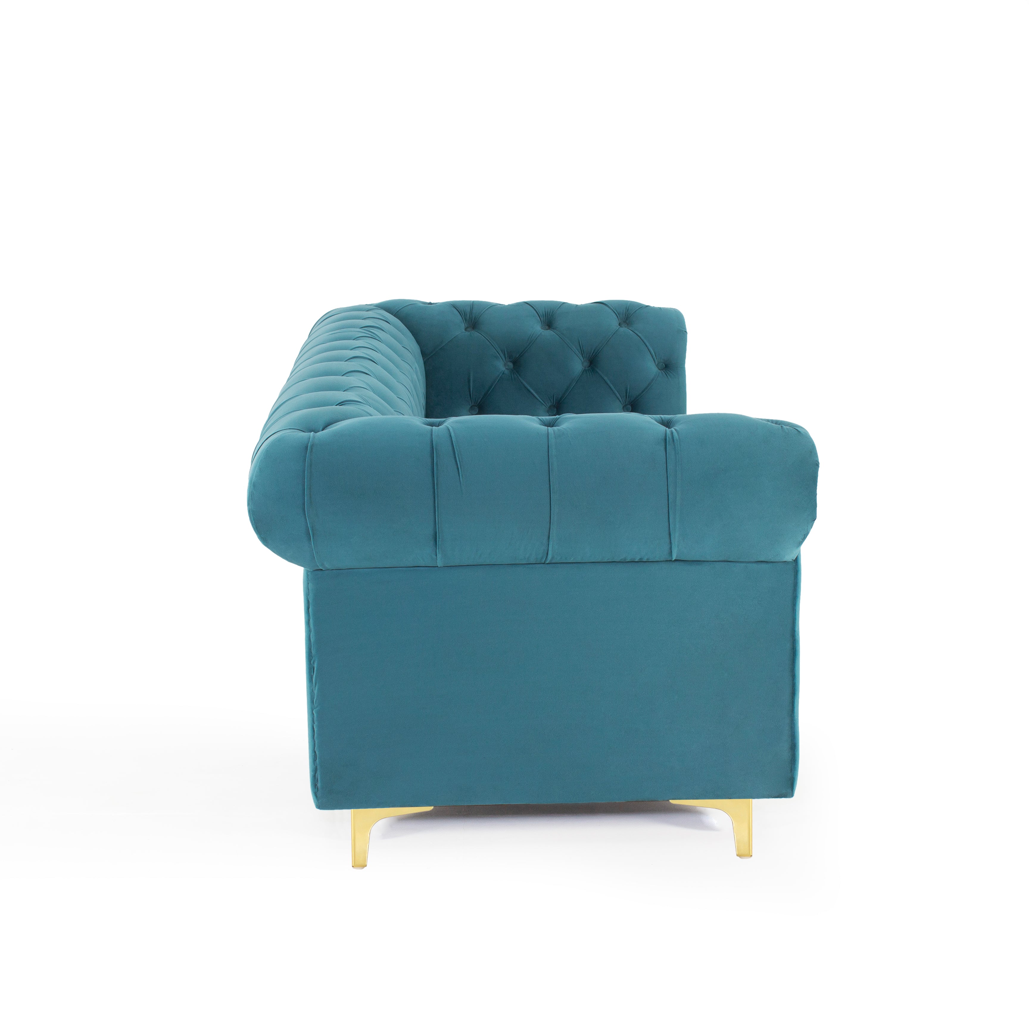 Peachtree Chesterfield Three Seater Velvet Fabric (Green) - Peachtree Home