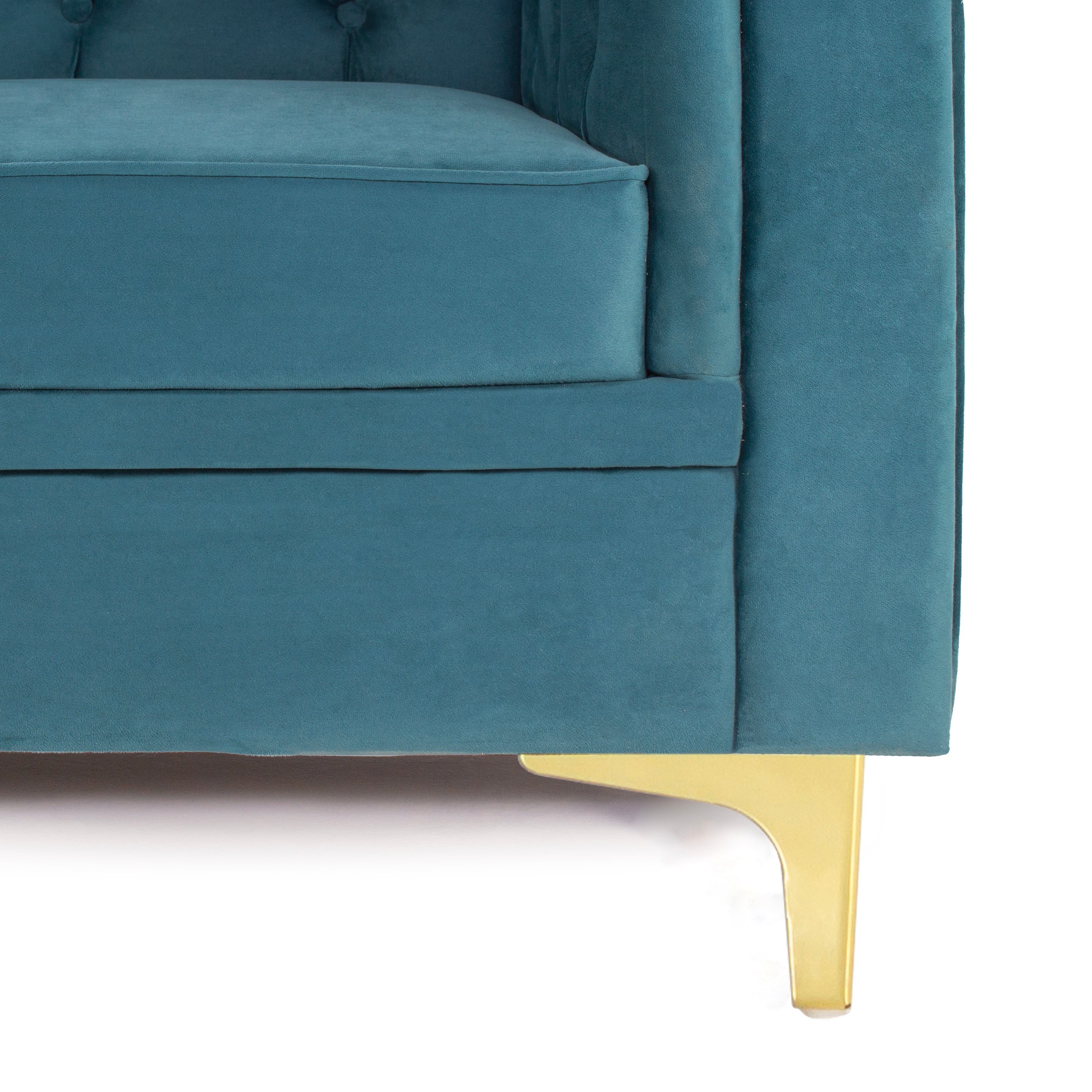 Peachtree Chesterfield Three Seater Velvet Fabric (Green) - Peachtree Home